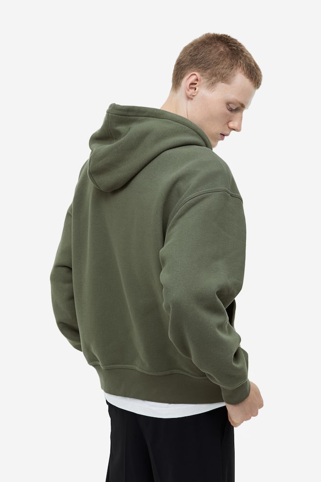 Oversized Fit Zip-through hoodie - Khaki green/Black/Beige/Dark blue - 3