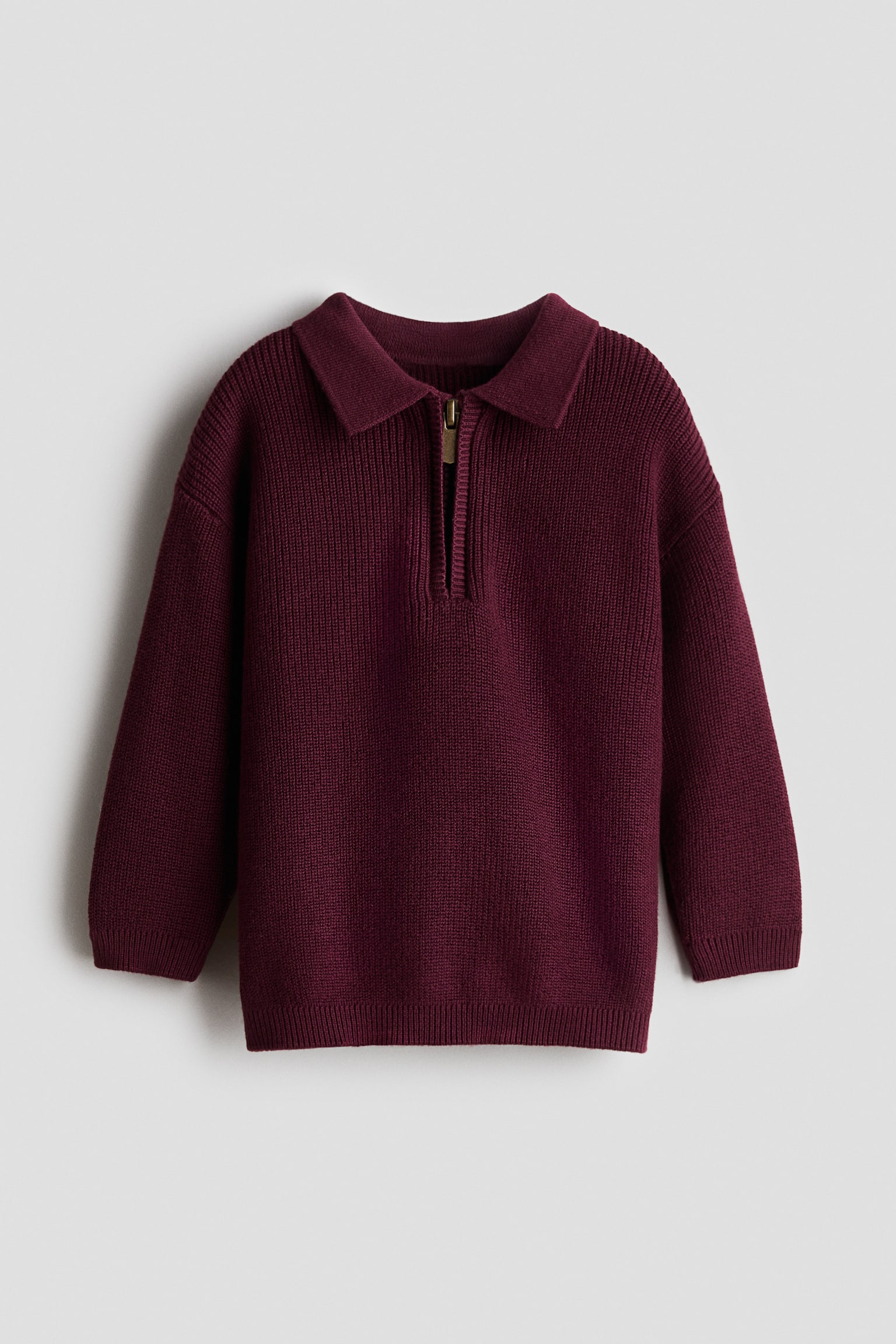 Cotton-knit polo jumper - Dark red/Navy blue/White striped
