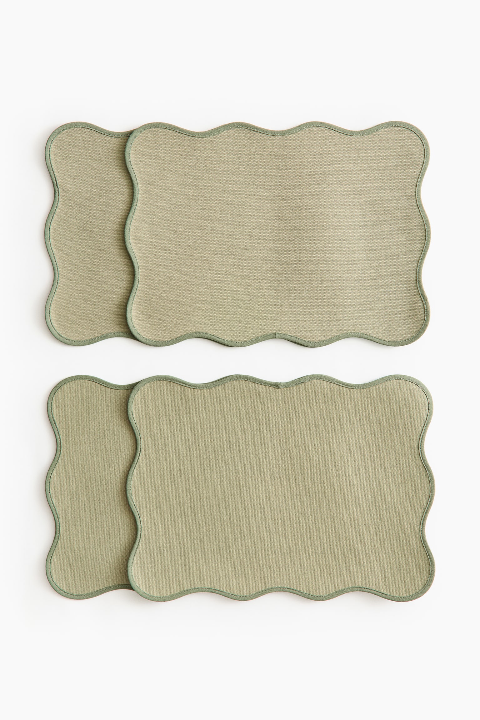 4-Pack Water-Repellent Placemats - Green/Light beige/white/Light pink/terracotta