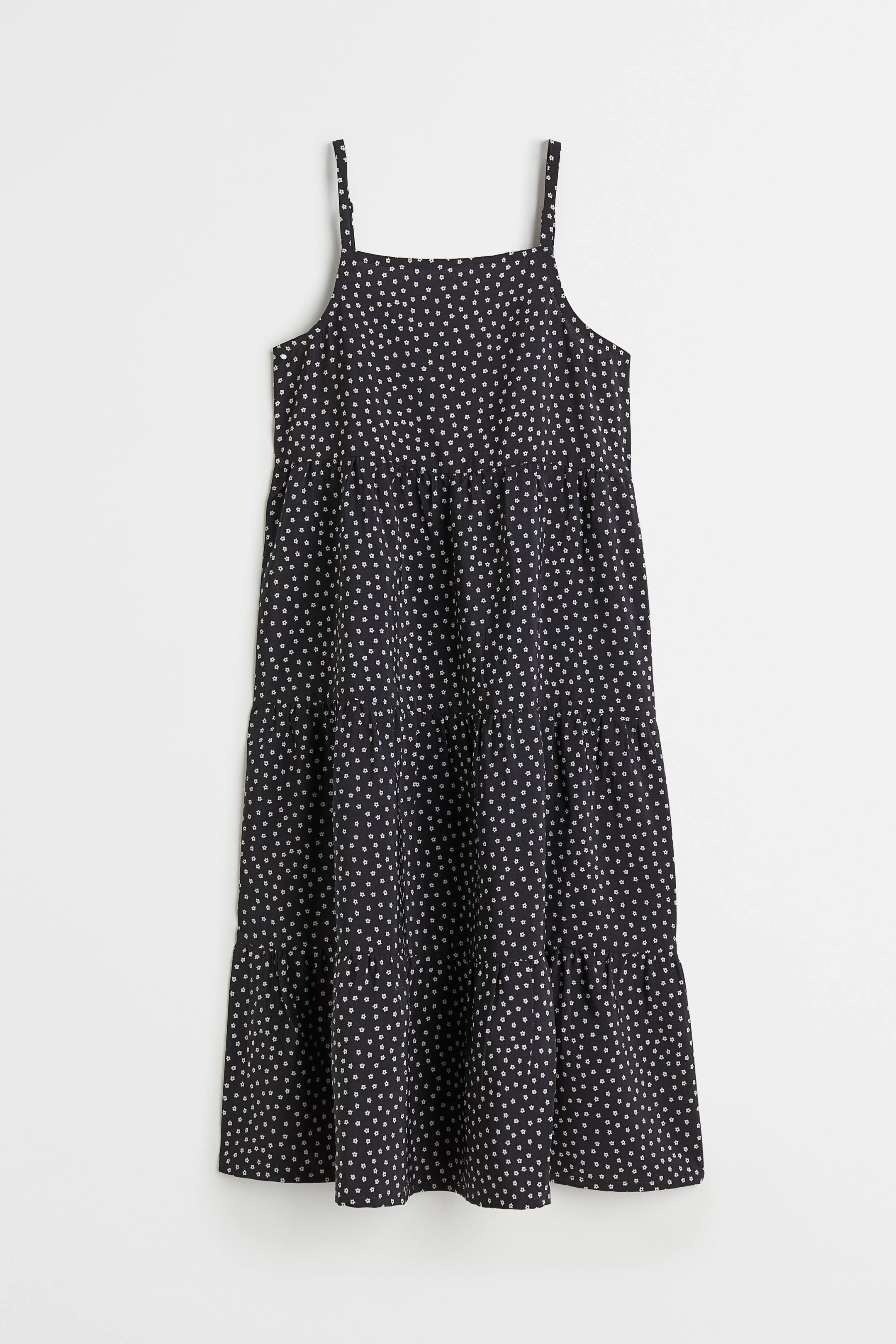 Tiered dress - Sleeveless - Midi - Dark grey/Small flowers - Kids | H&M GB