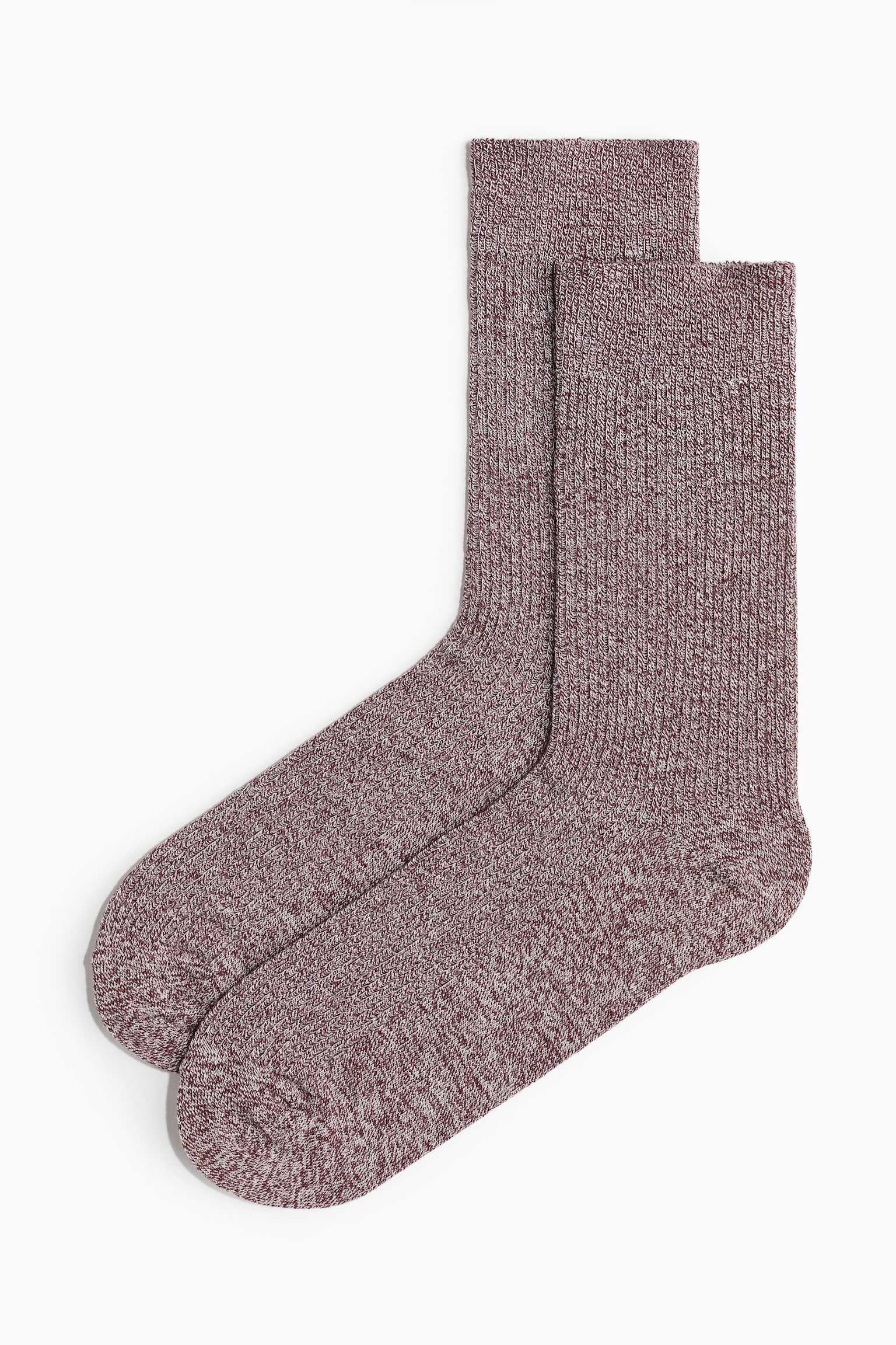 Rib-knit socks - Dark red marl/Black/Green marl/Light grey/Black marl/Dark blue marl - 1