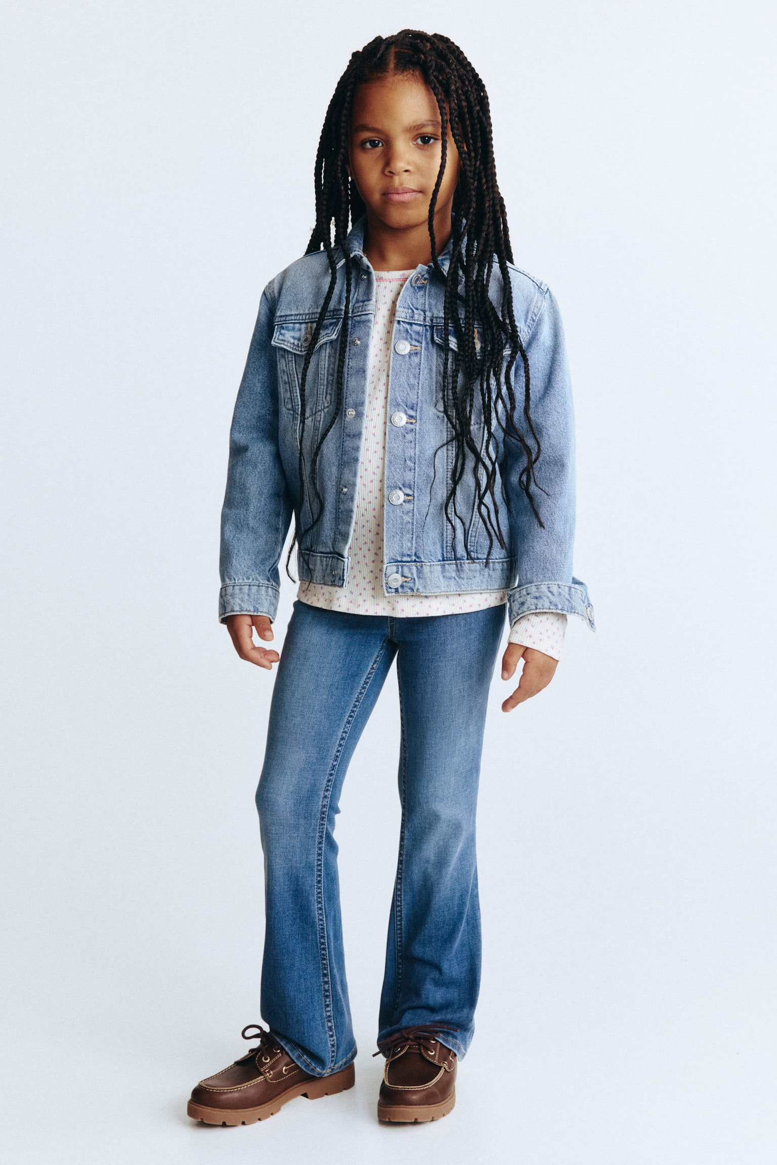 Superstretch Flared Leg Jeans - Denim blue/Dark denim blue/Light denim blue - 1