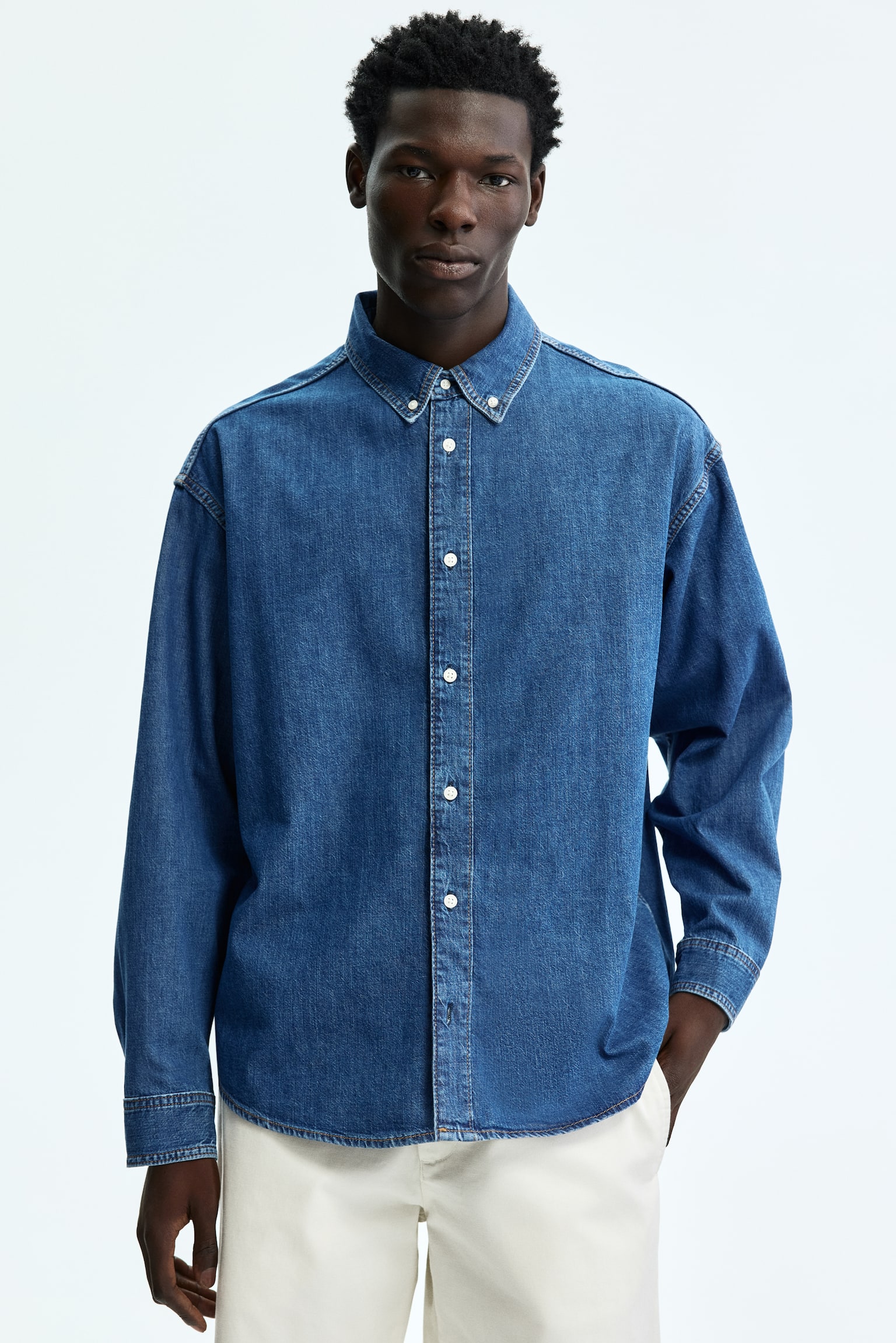Jeansskjorta Oversized Fit - Denimblå/Denimsvart - 2