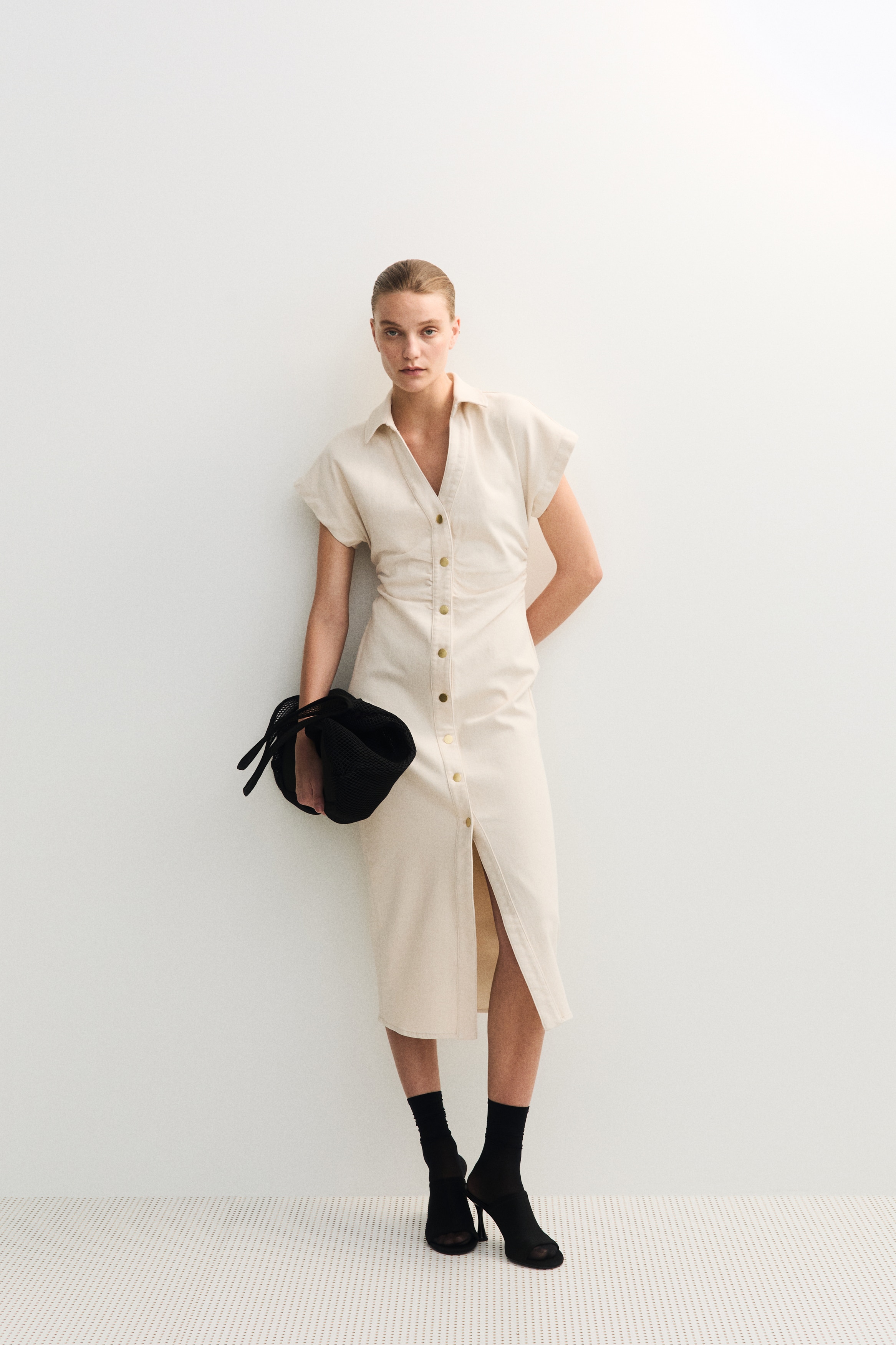 white christmas dresses Everlane Denim Popover Dress in Dark Indigo, Size XS, Cotton main image 1