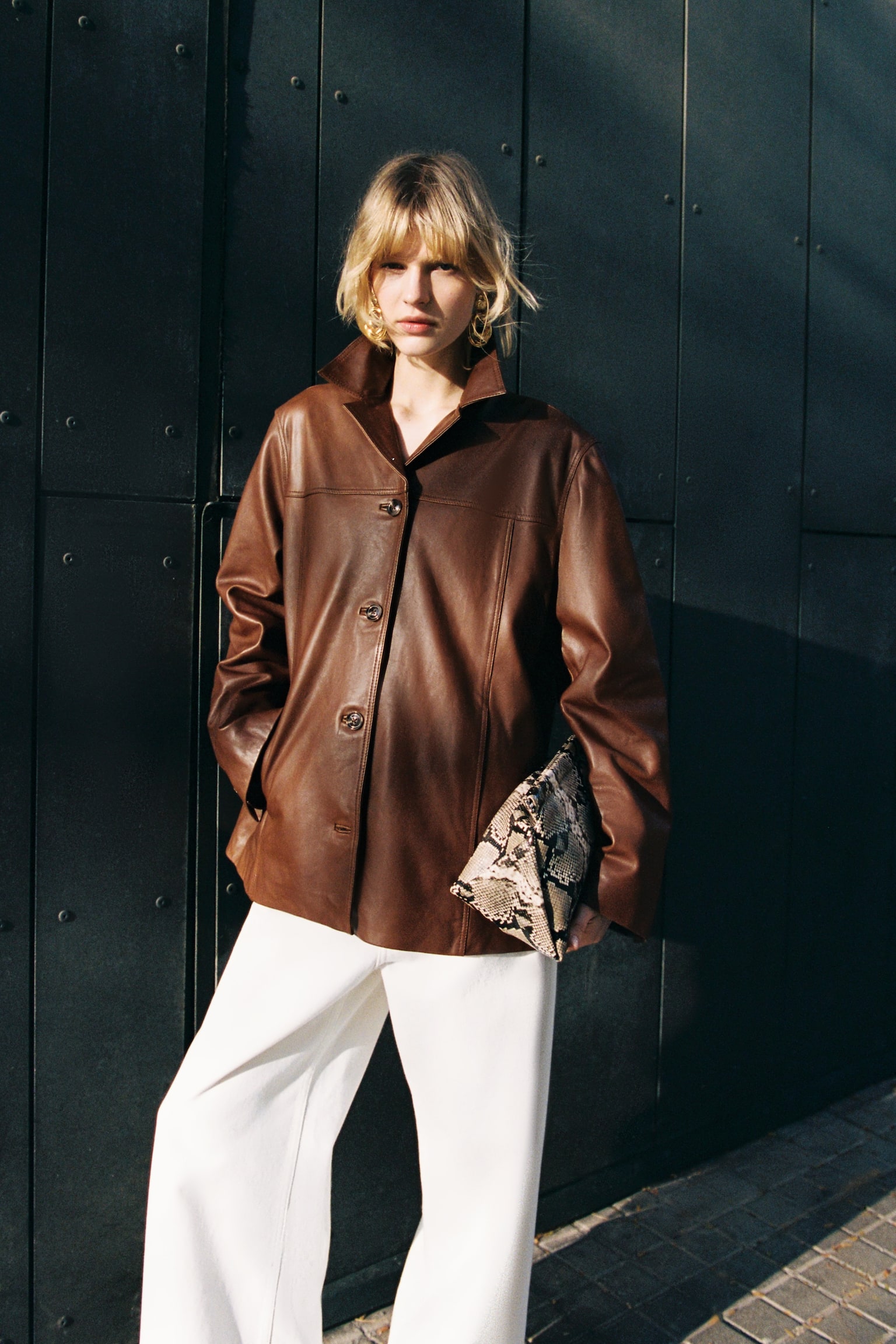 Leather jacket - Brown - 6