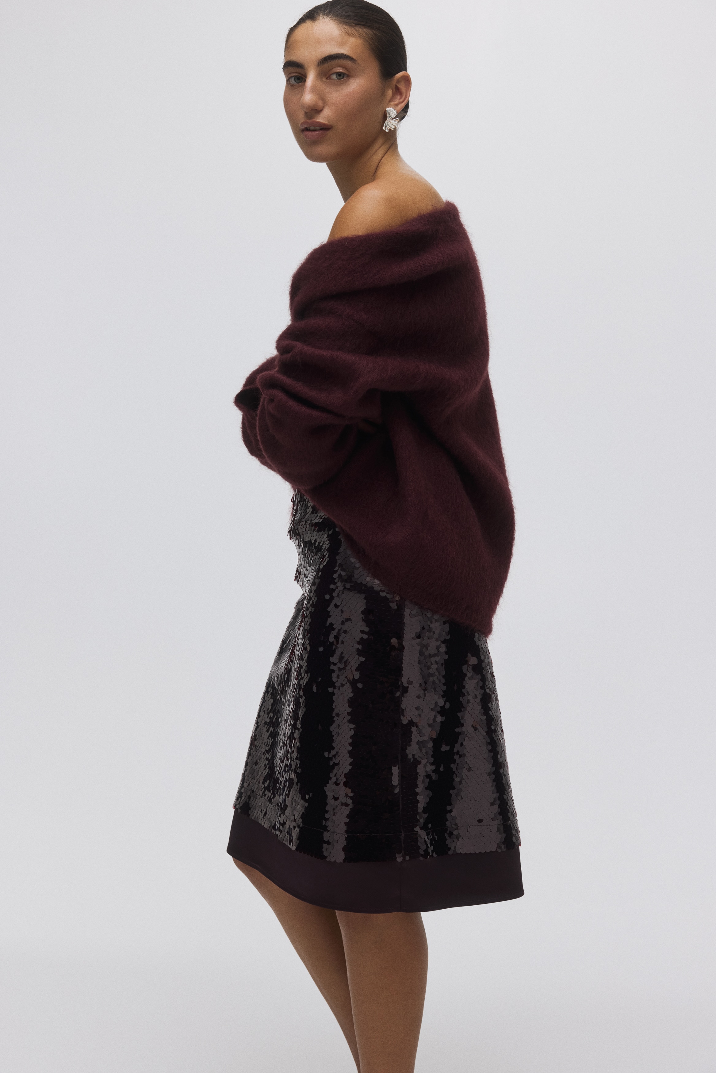 Sequined Skirt - Burgundy