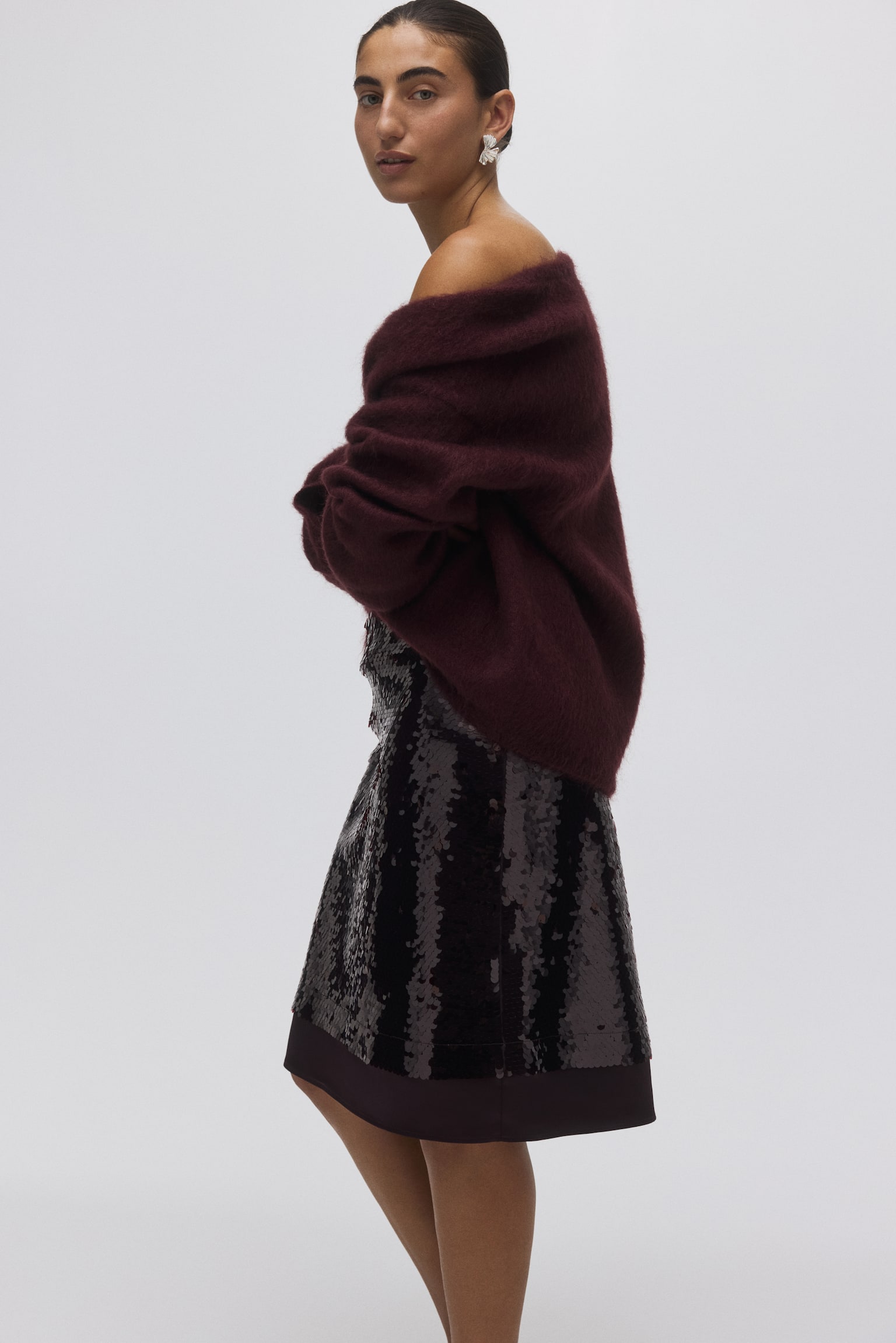 Sequined skirt - Burgundy - 1