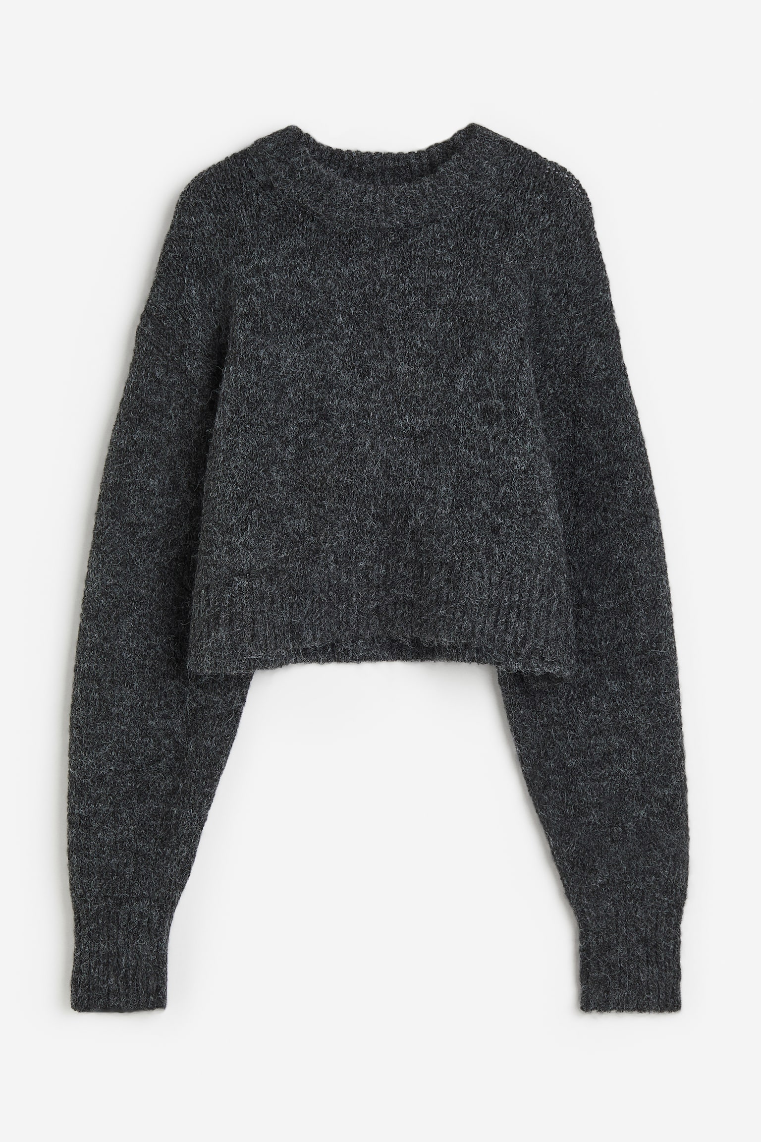 Cropped jumper - Dark grey marl/Natural white/Light pink/Brown - 1