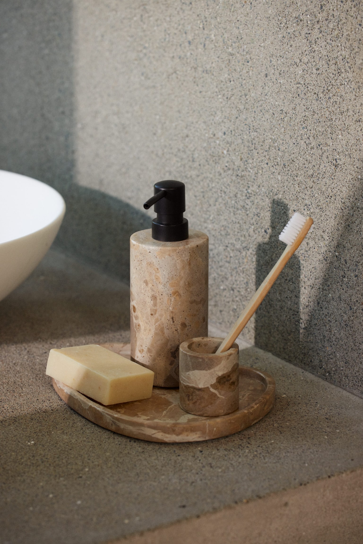 Marble toothbrush mug - Light beige/Grey/Marbled - 2