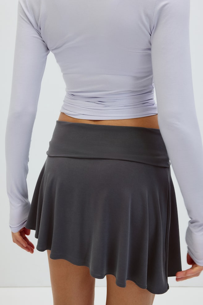 Jupe de yoga asymétrique avec ceinture repliée-Gris foncé - 3