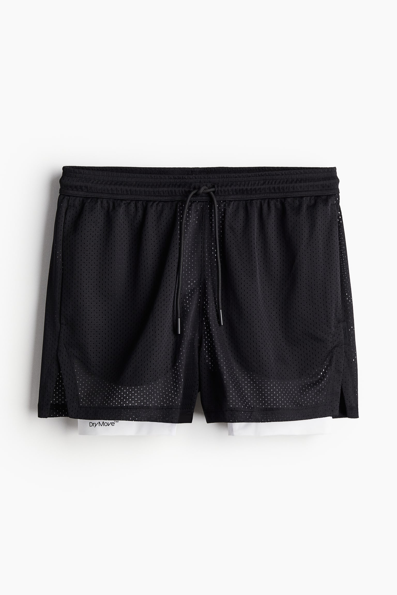 Mid Length 2 in 1 Activewear Shorts In DryMove™ - Black/Khaki green - 2