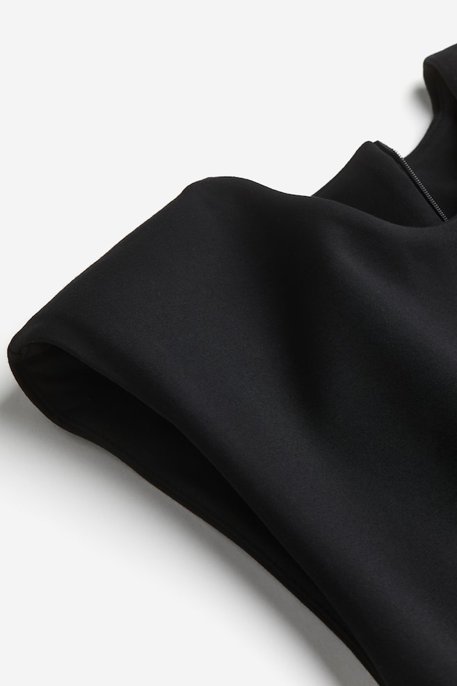 Shoulder-pad midi dress - Black - 5