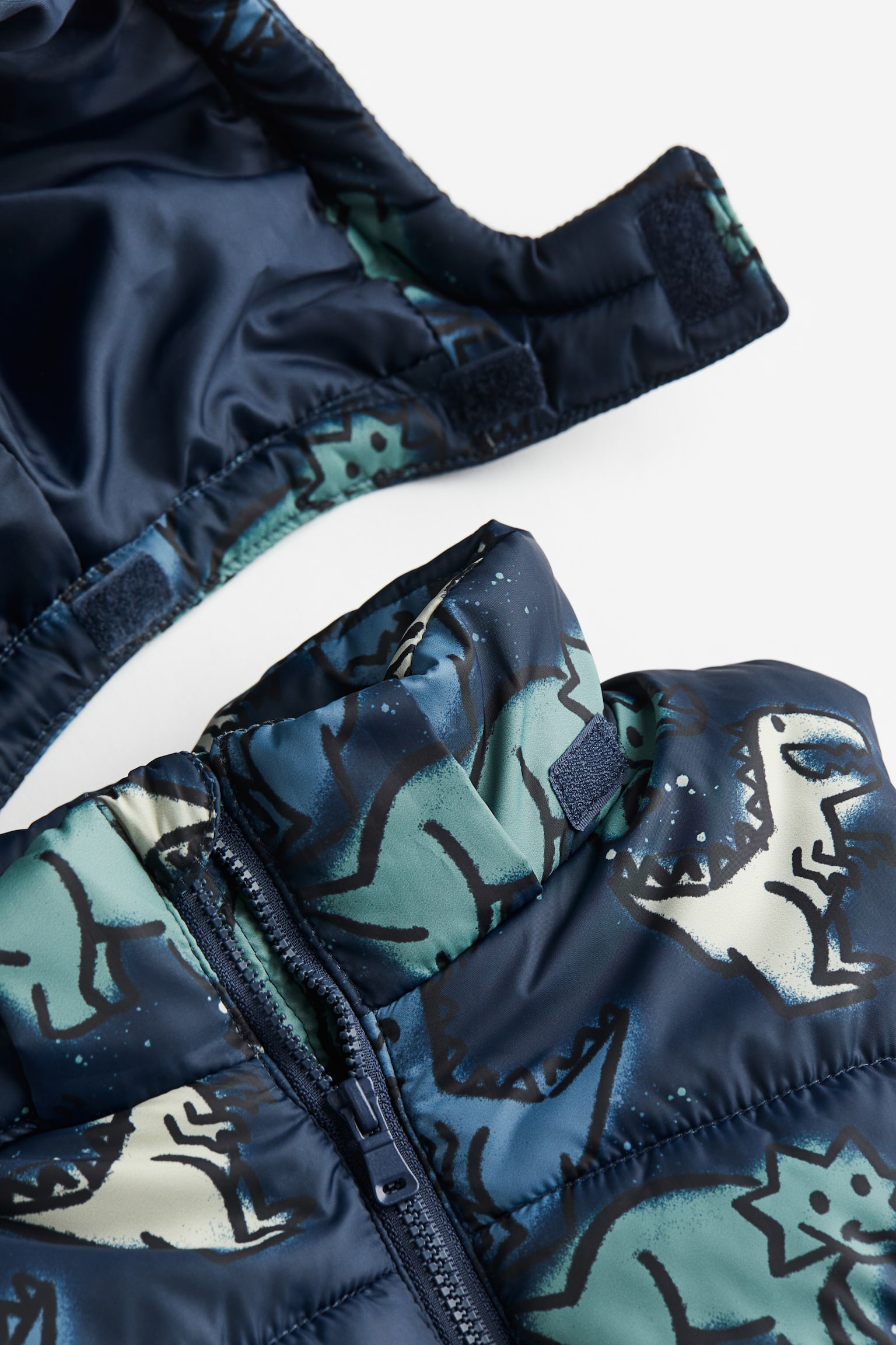 Hooded puffer gilet - Dark blue/Dinosaurs - 3