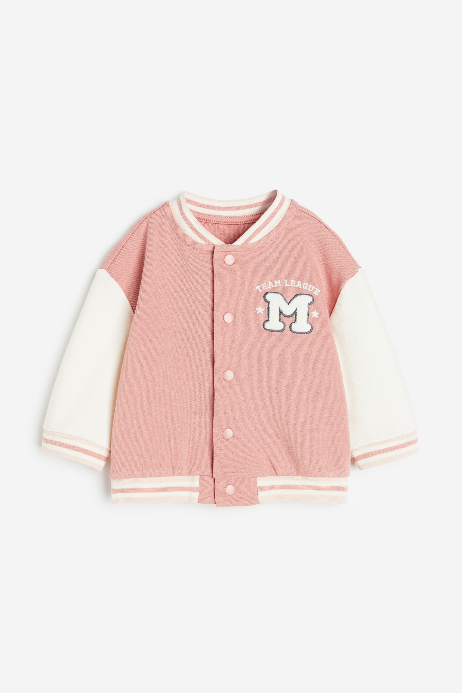 Cotton Baseball Jacket - Pink/Block colour - 1