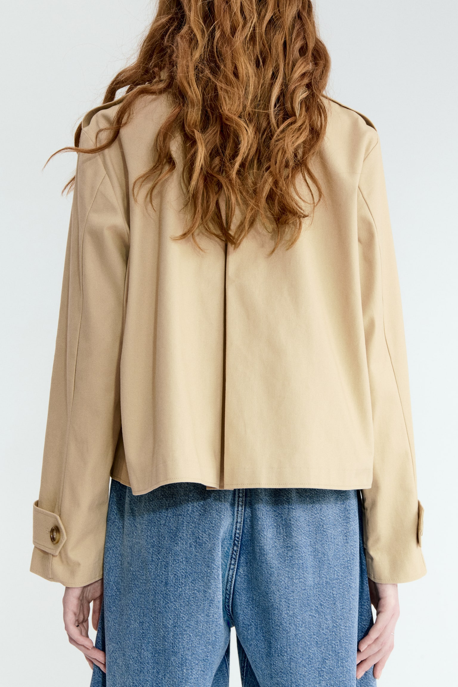 Saco tipo gabardina de algodón - Beige/Verde caqui oscuro - 3
