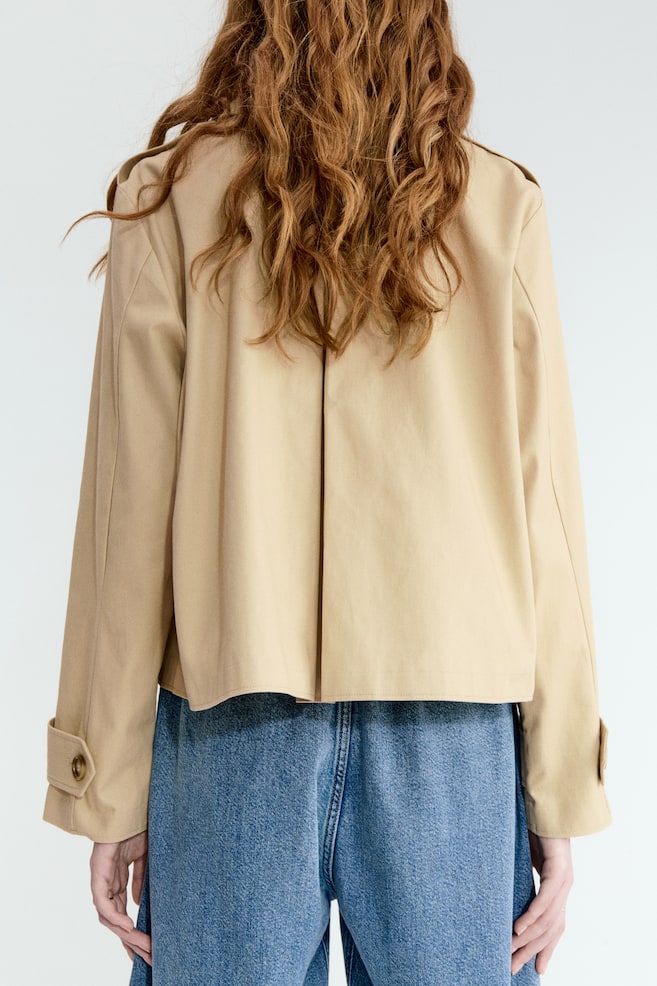 Trench-look cotton jacket - Beige/Dark khaki green/Dark beige - 3