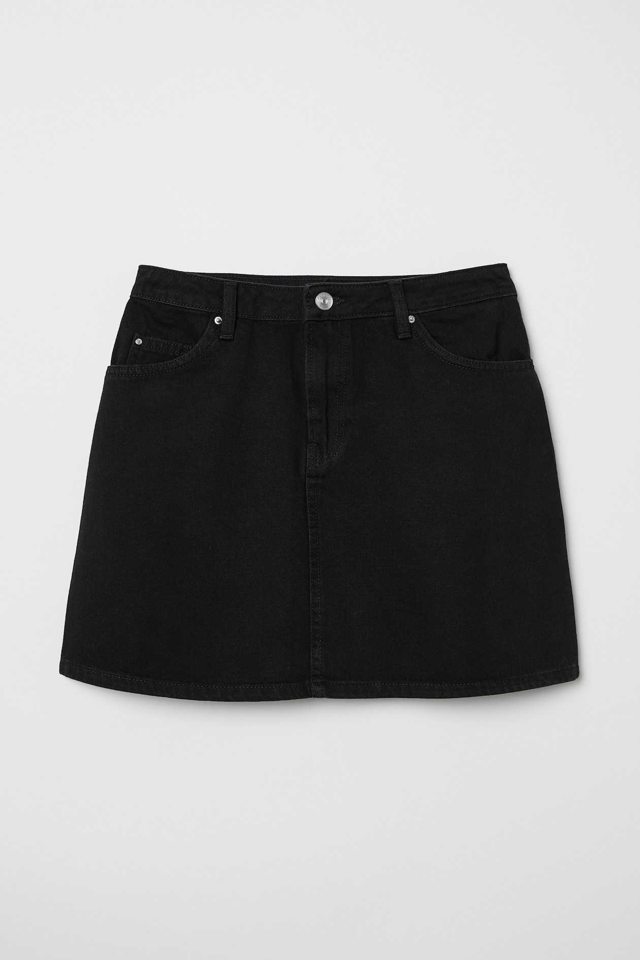 Denim Skirt - High waist - Short - Black - Ladies | H&M US