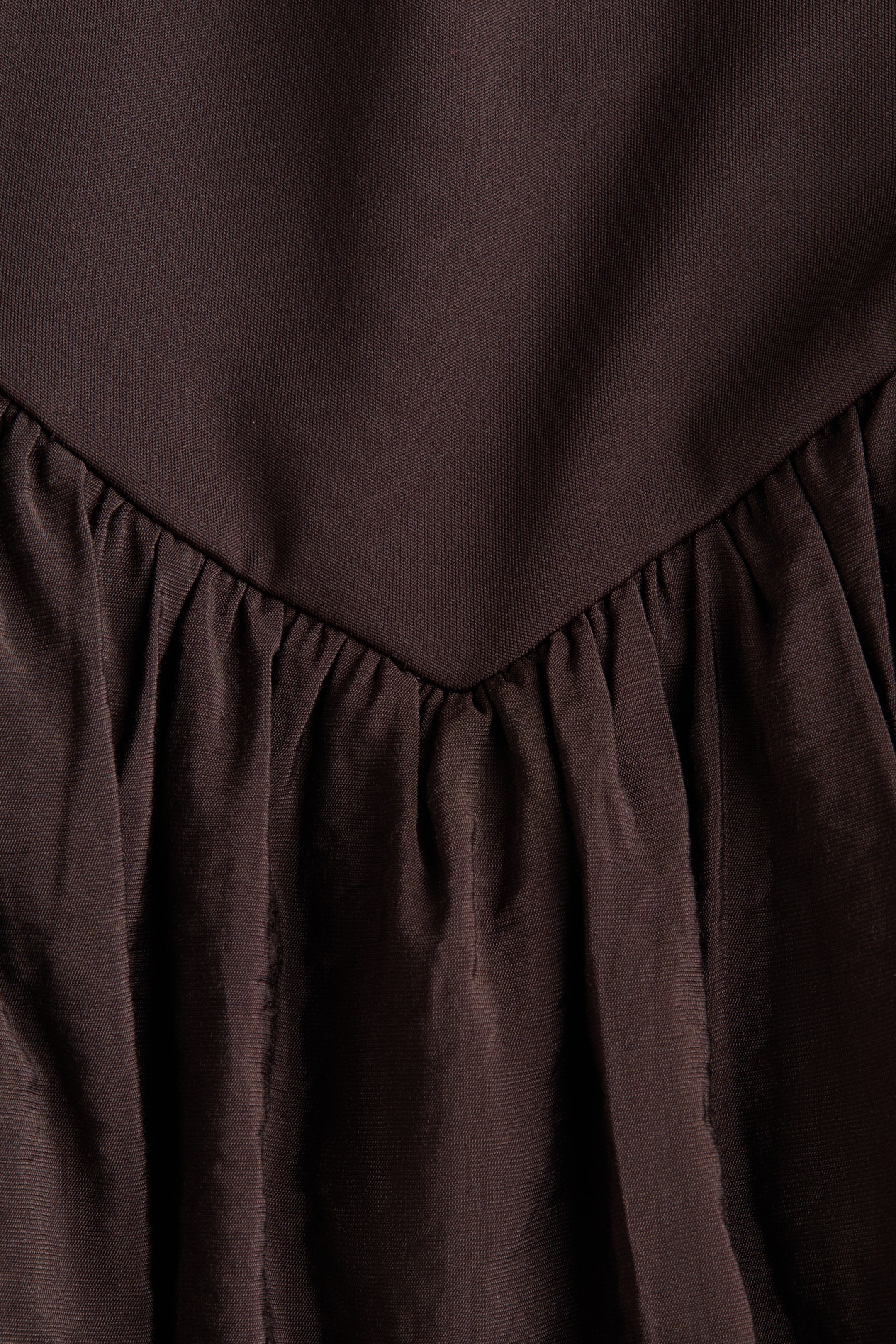 Dual-Fabric Draped-Panel Dress