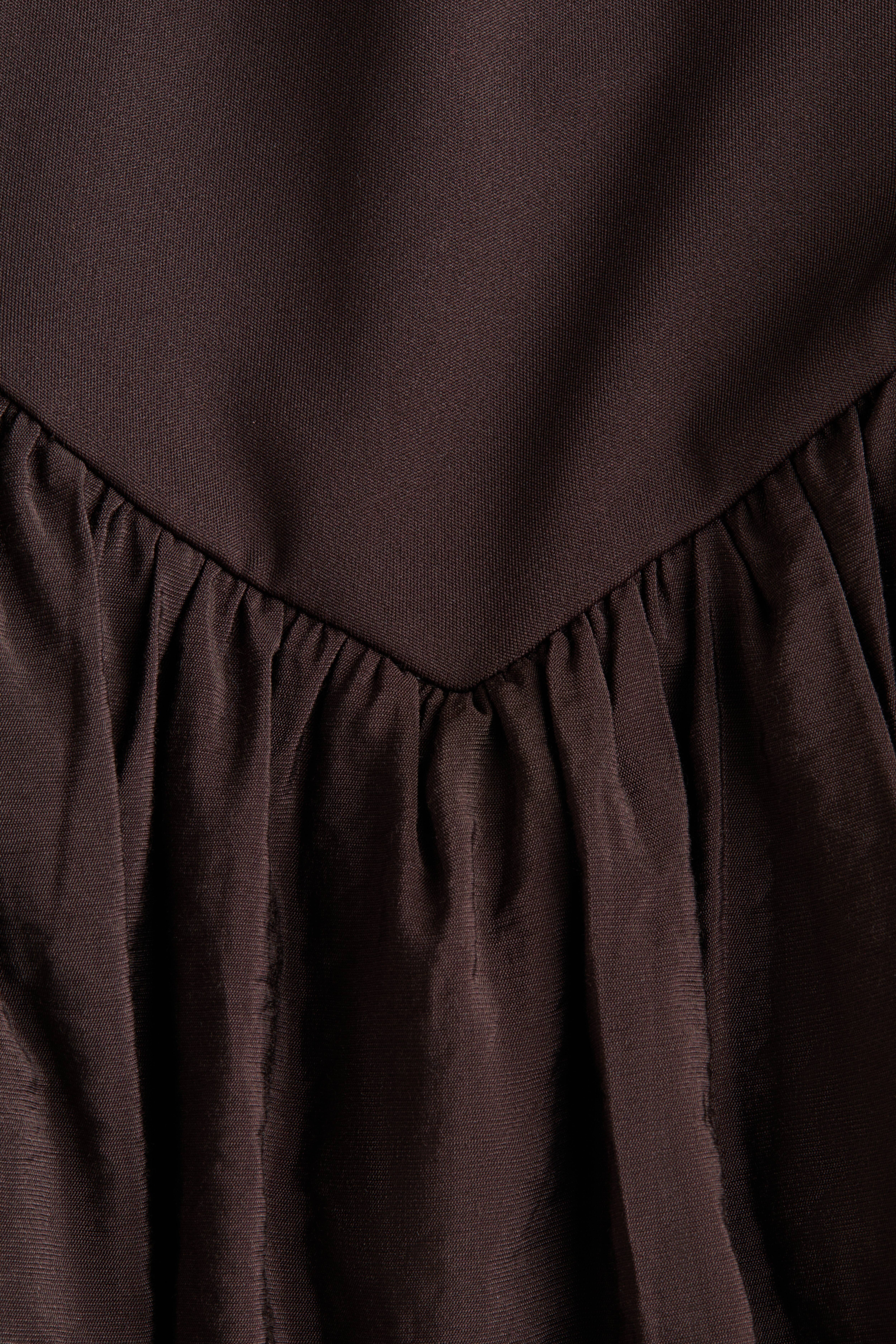 Dual-Fabric Draped-Panel Dress