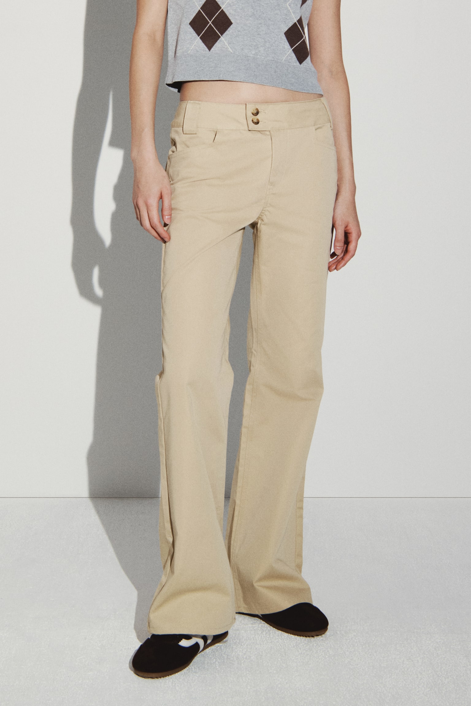 트윌 플레어 팬츠 - 베이지/Light denim blue - 7