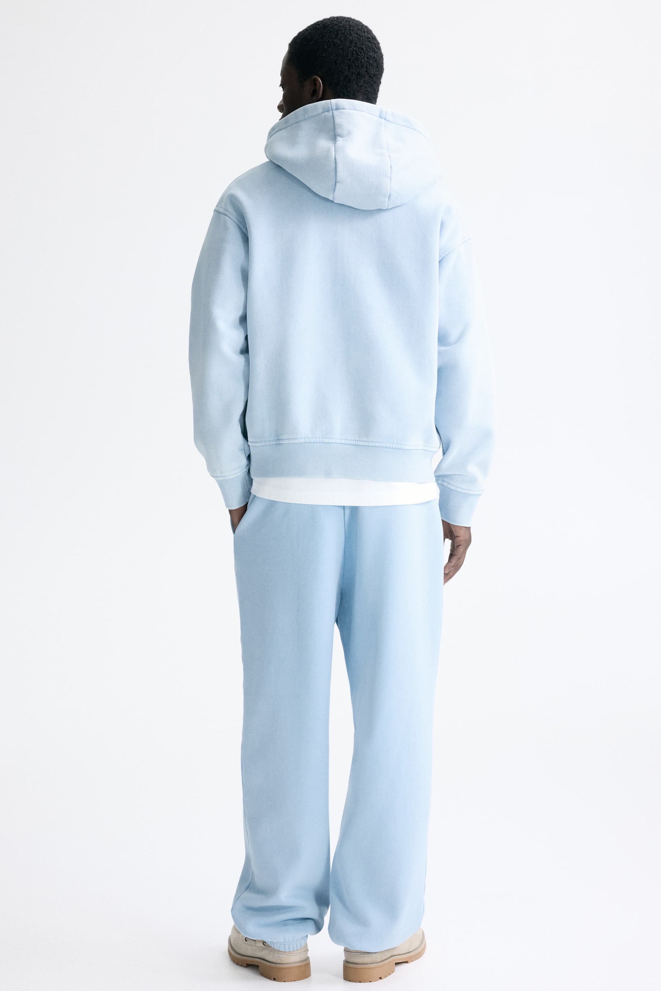 View larger image: Loose-Fit Boxy Hooded Jacket - Light blue/Not for Ceremony - Men | H&M US 4