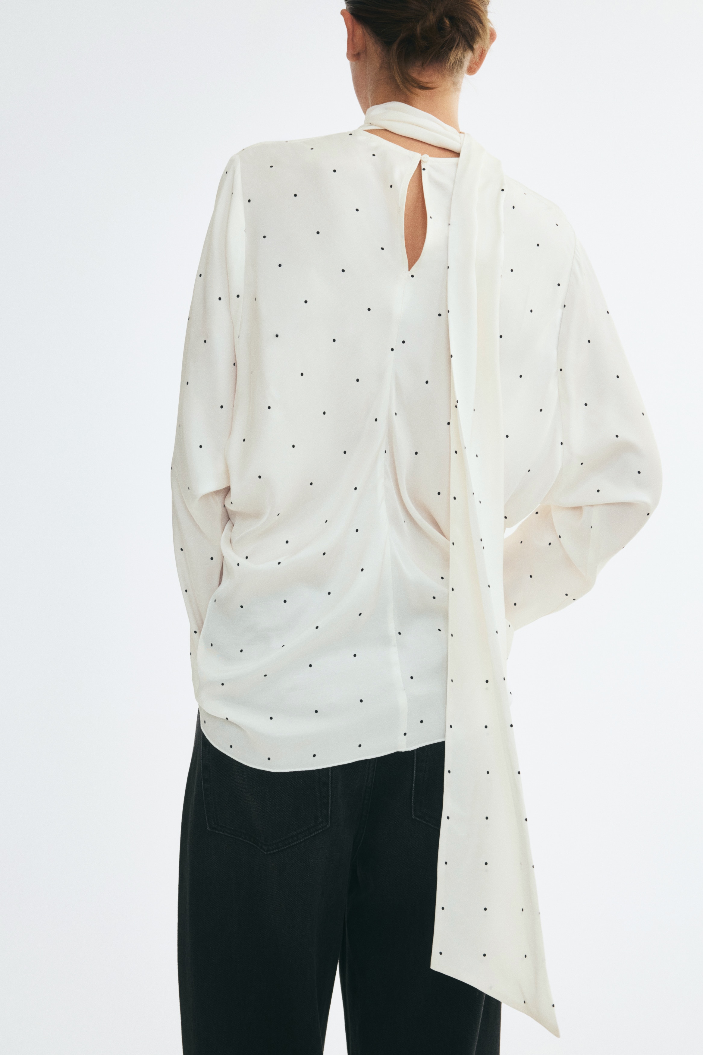 Scarf-Collar Viscose Blouse thumbnail 4