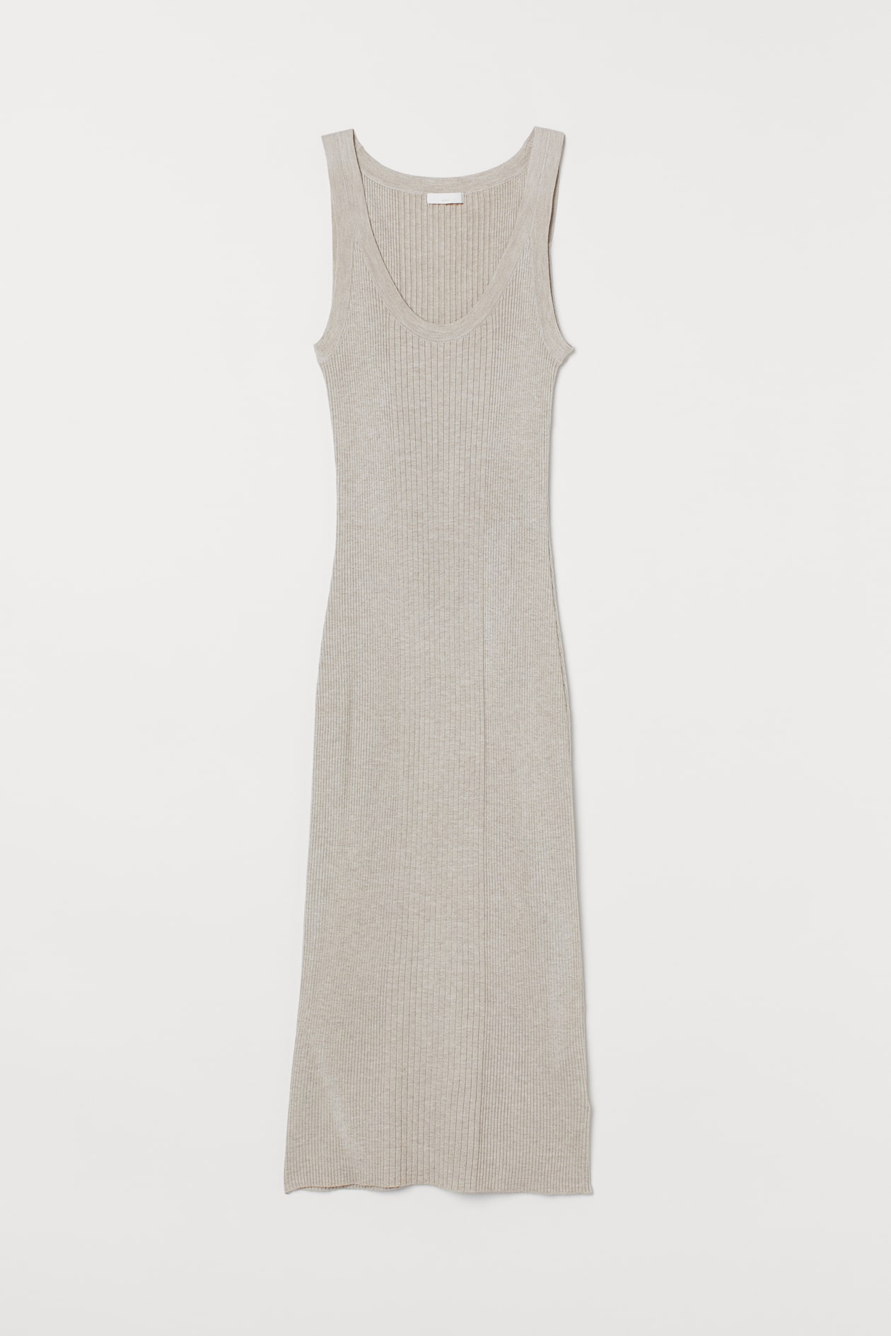 Ribbed Dress - Round Neck - Sleeveless - Light beige melange - Ladies ...