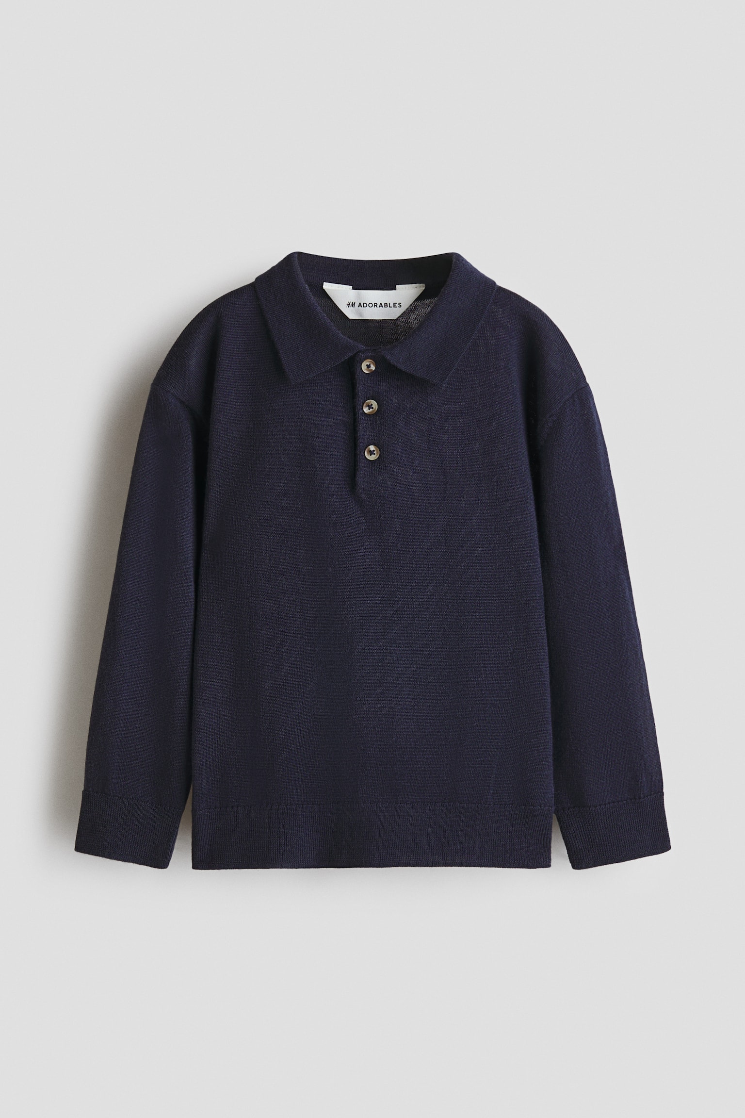Polopullover in Wollstrick - Marineblau