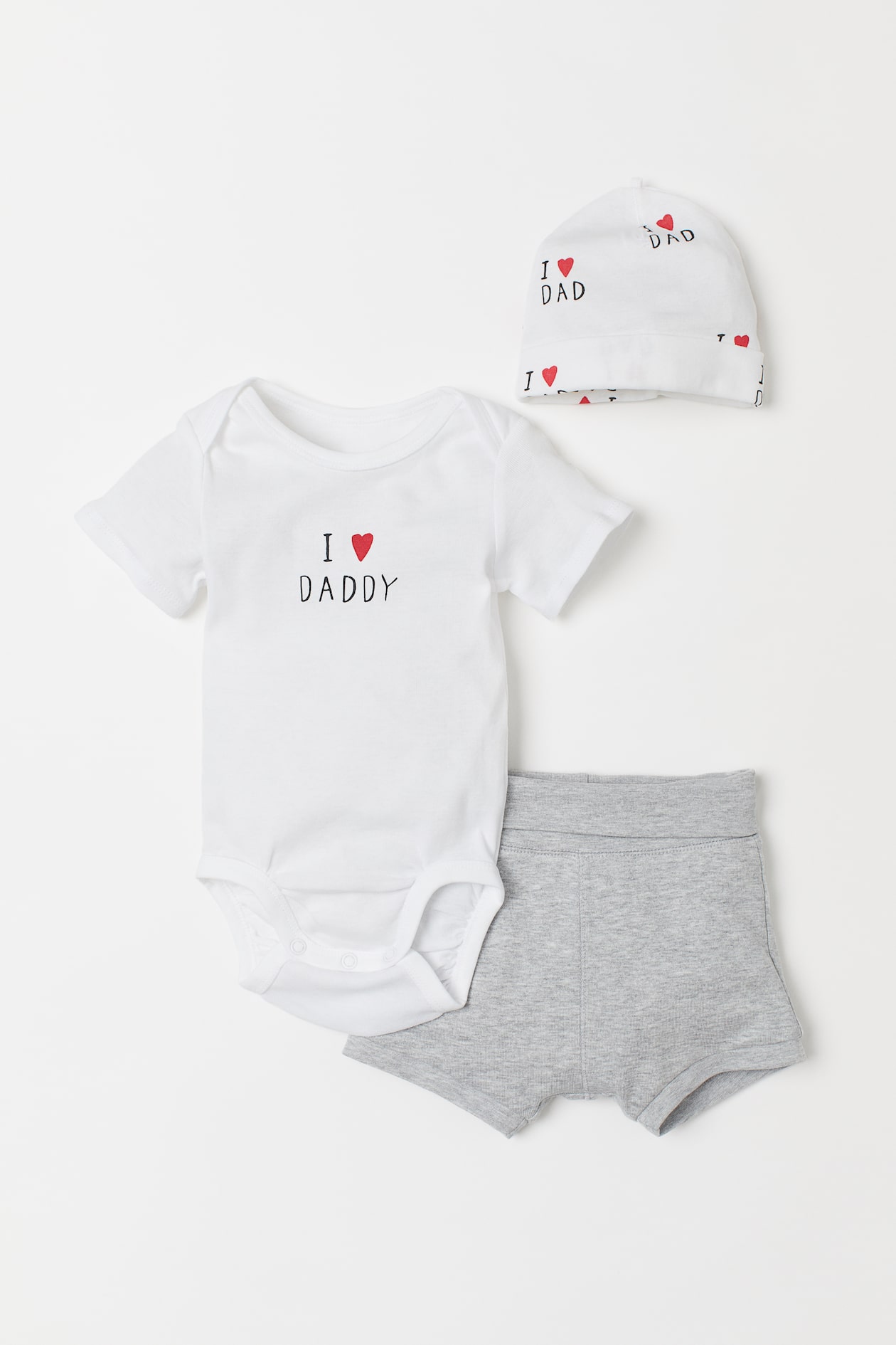 3-piece jersey set White/I Love Dad Kids H&M IE