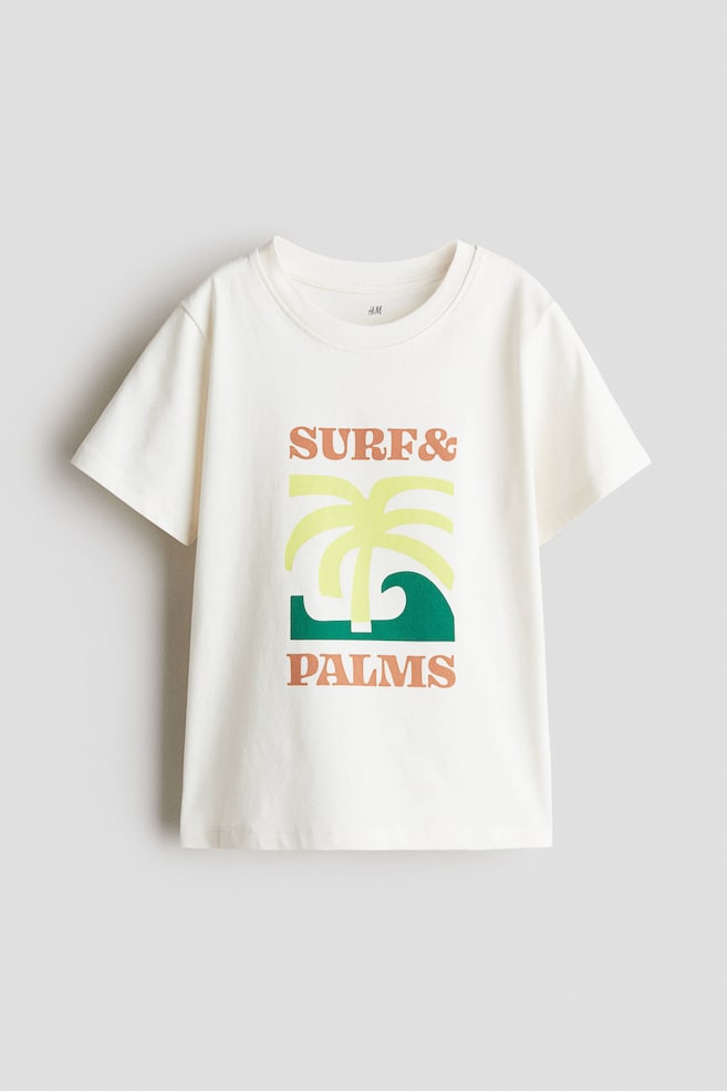 T-shirt med tryck - Vit/Surf & palms/Vit/Fiskar/Vit/NASA/Ljusgrön/Palmer - 1