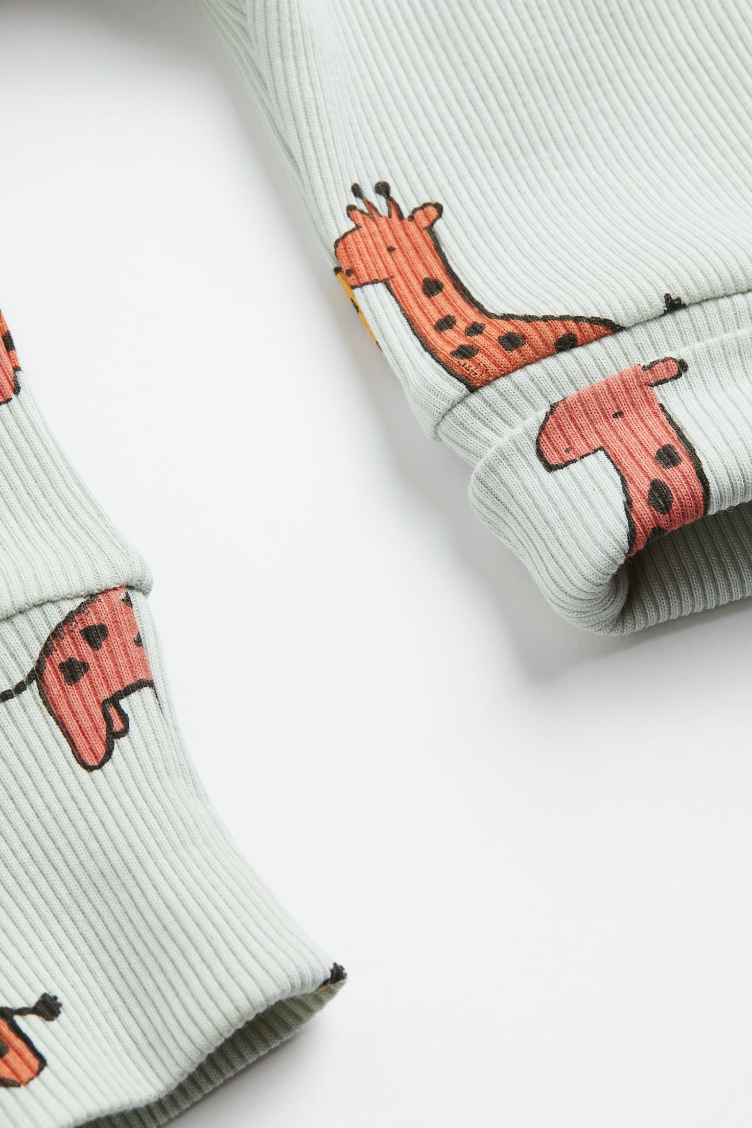 2-piece Cotton Set - Light mint green/Giraffes - 4