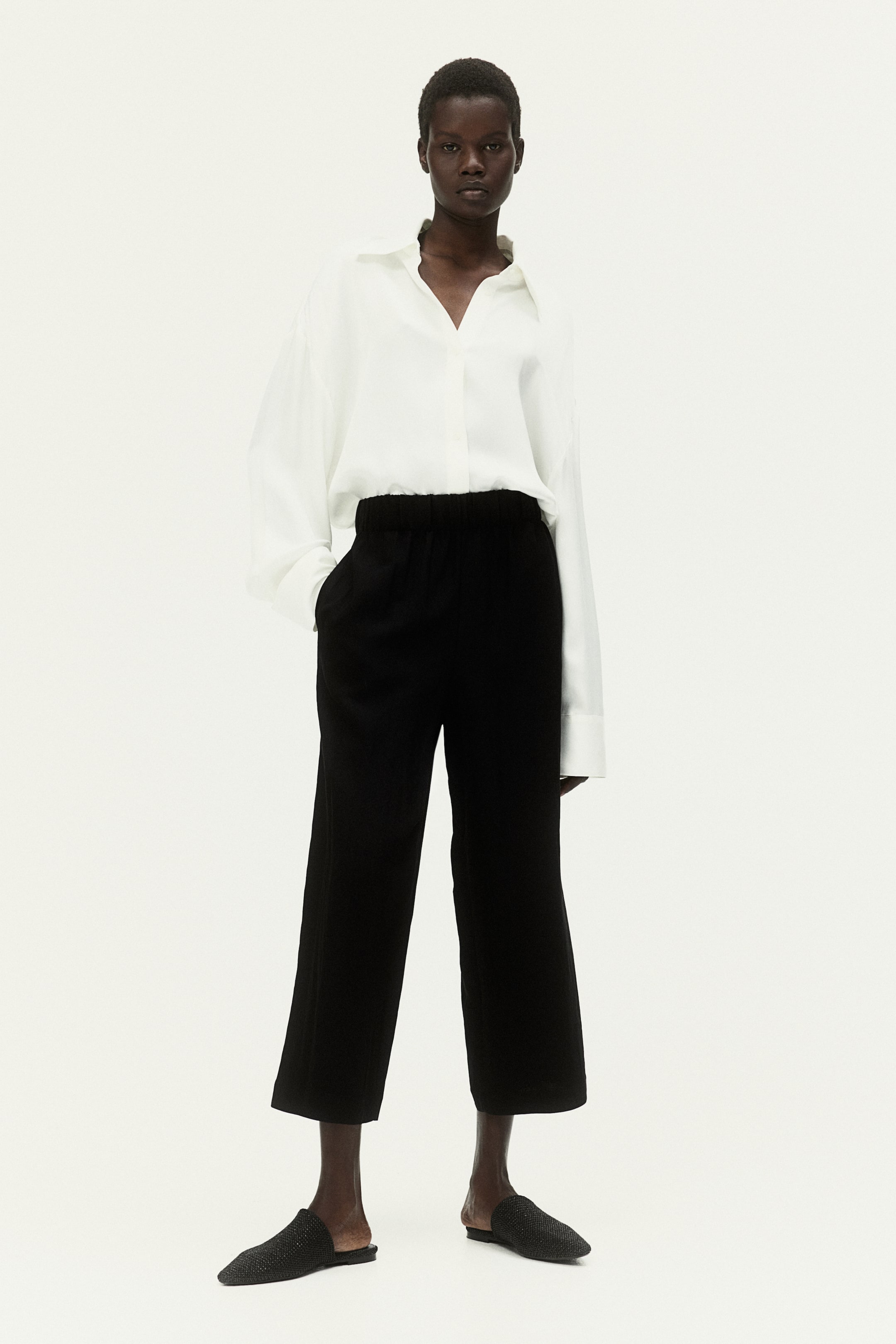 Pull-on Culottes - Regular waist - Long - Black - Ladies | H&M US