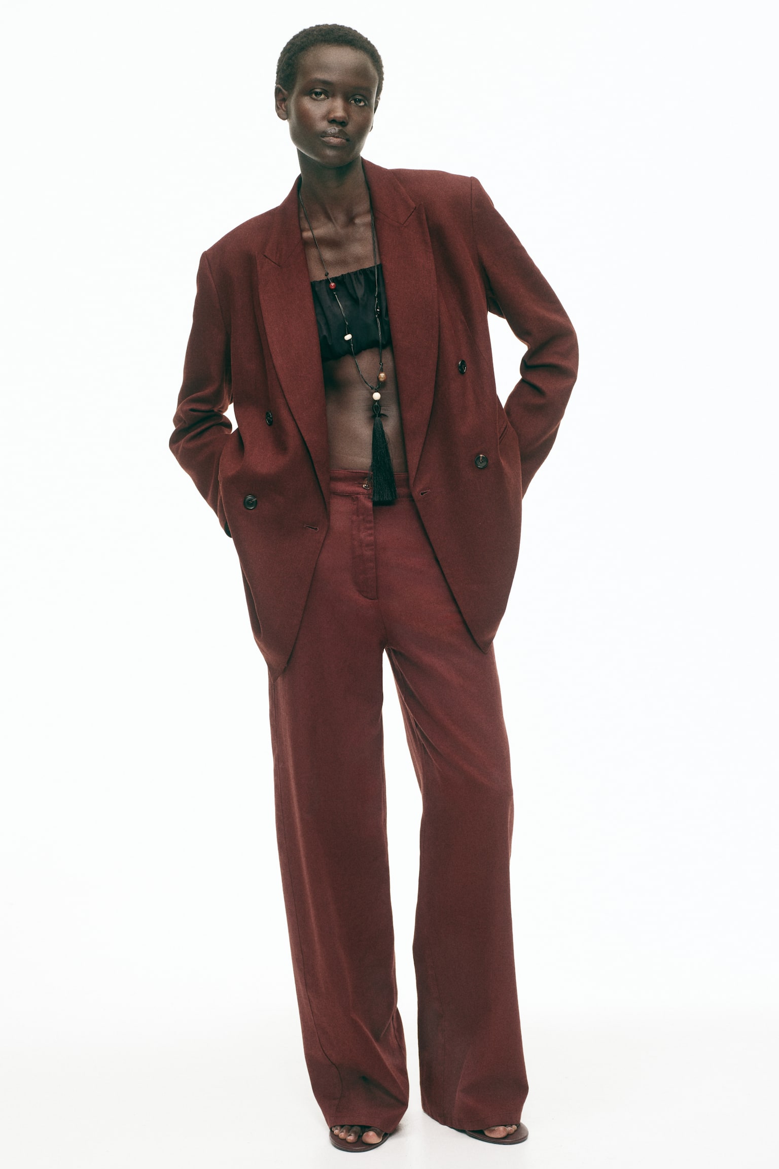 Linen-blend trousers - 1