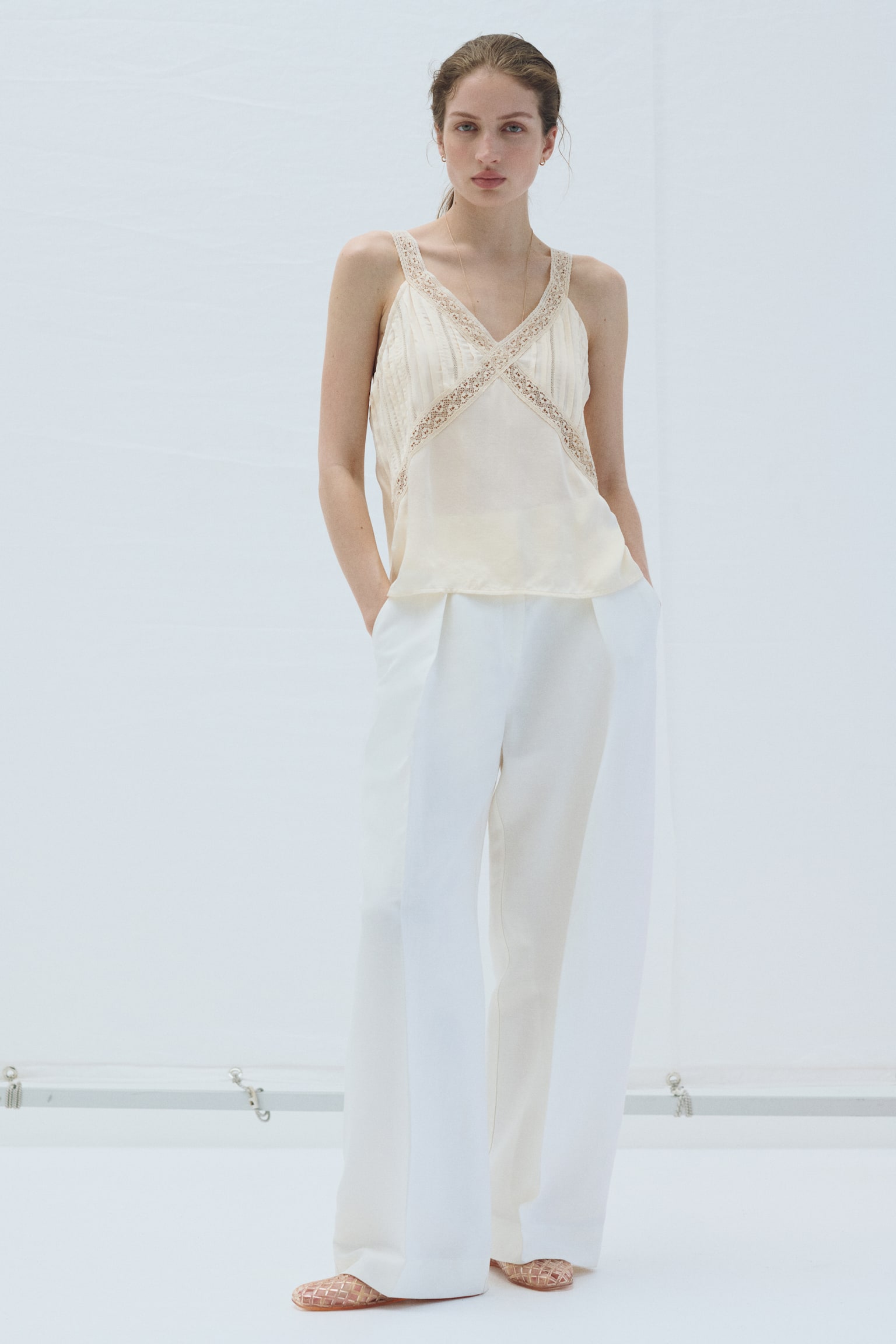 Lace-Trimmed Pintucked Top - 6