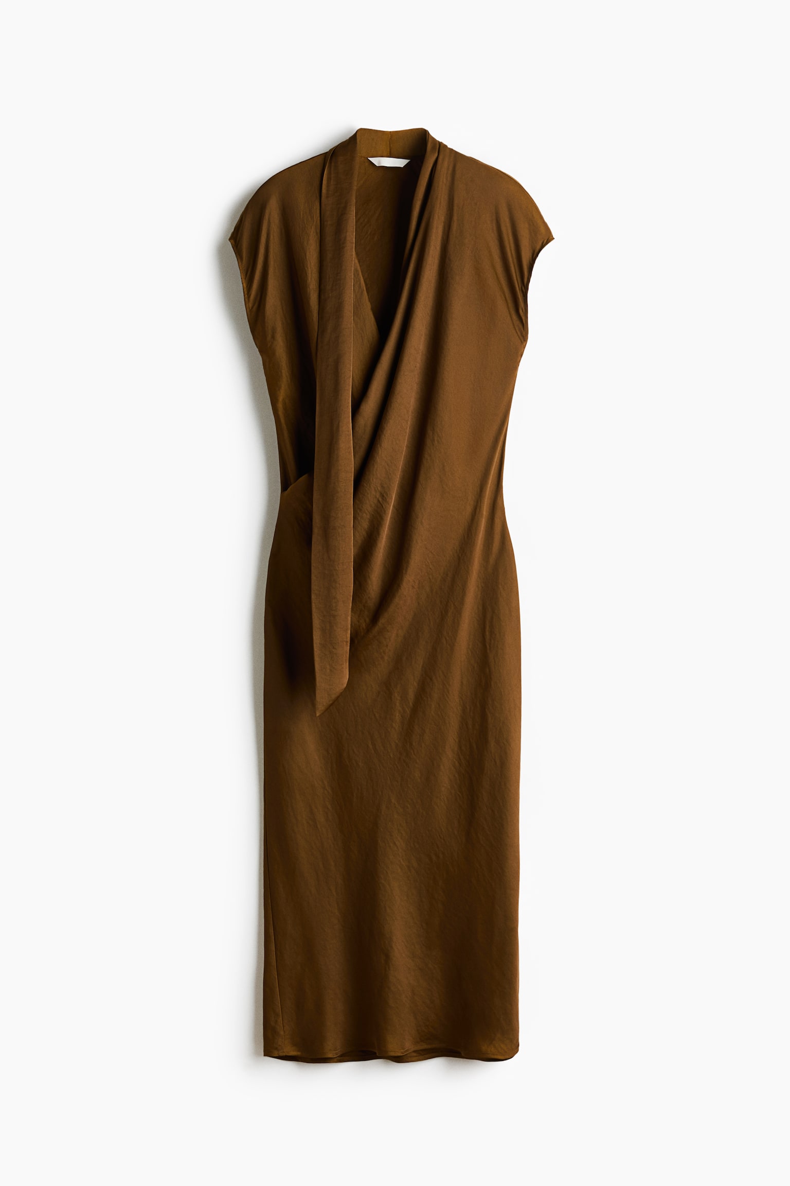 Robe en satin avec détail d’aspect écharpe - Vert kaki foncé/Noir/à pois/Violet foncé