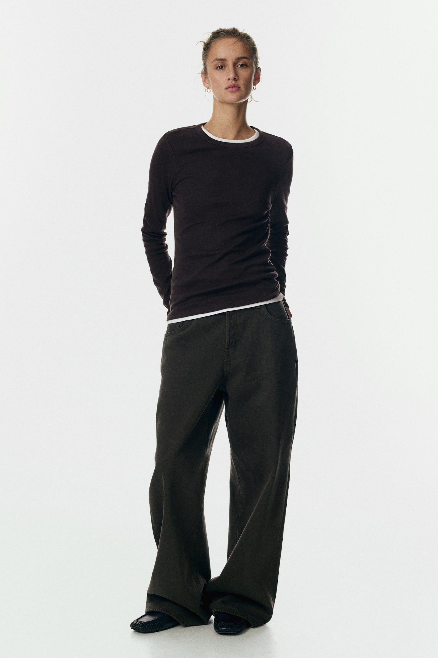 Long-sleeved jersey top - Dark brown/Navy blue/Black/Dusty brown/Light pink/White/Dark brown/Blue-grey - 4