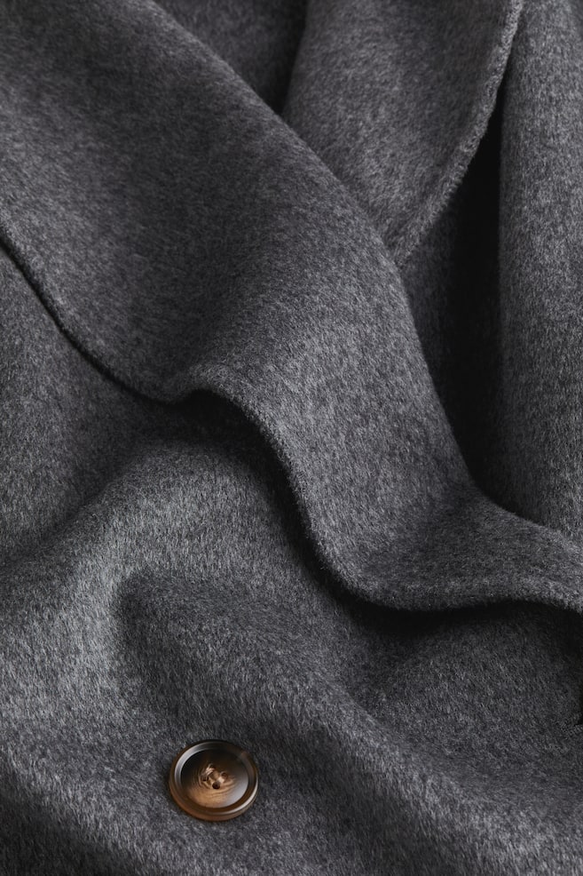 Oversized wool-blend coat - Dark grey marl/Camel - 7