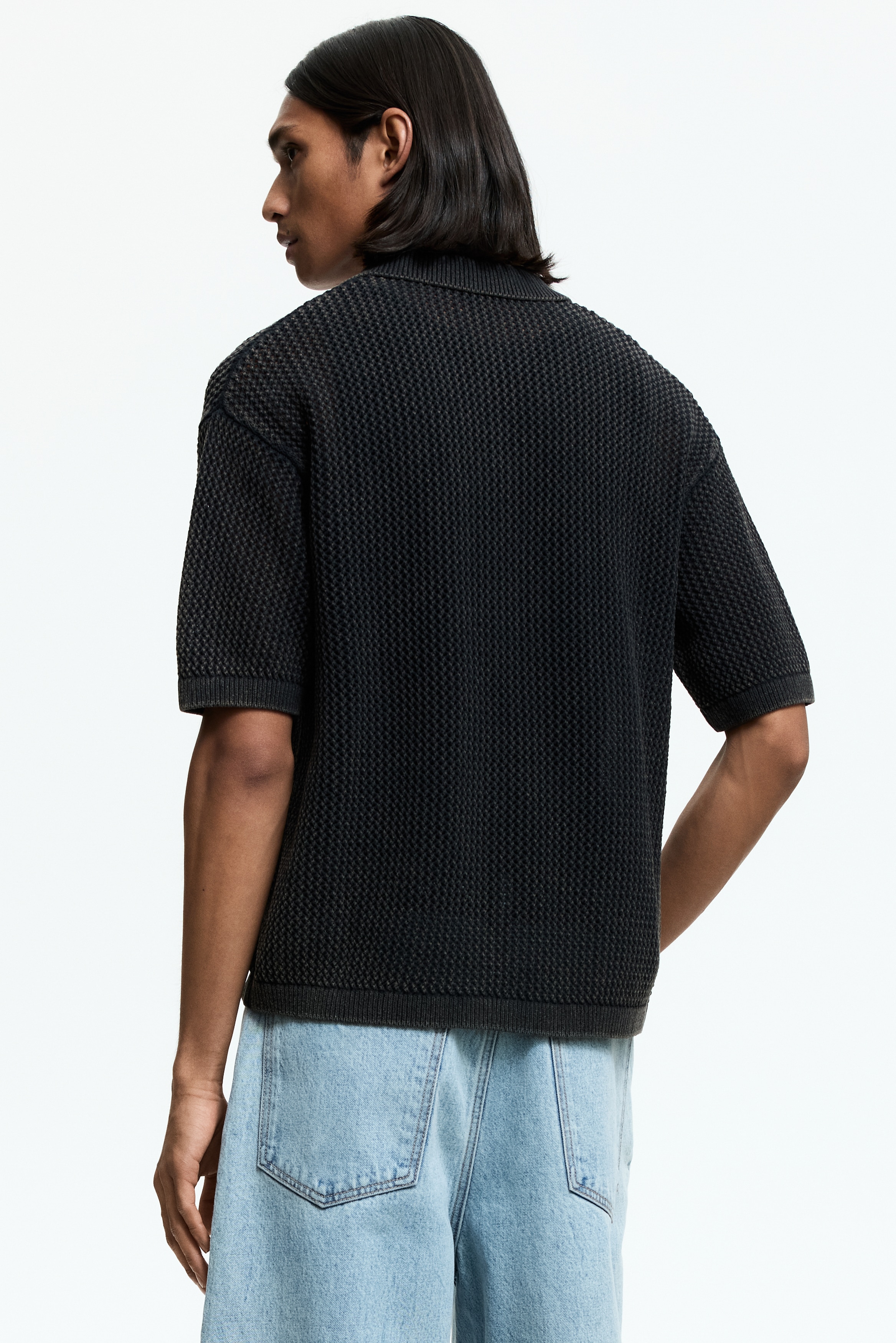 Men's Lilac Relaxed-Fit Open-Knit Shirt | H&M US