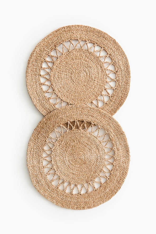 2-Pack Jute Placemats - Beige - 1