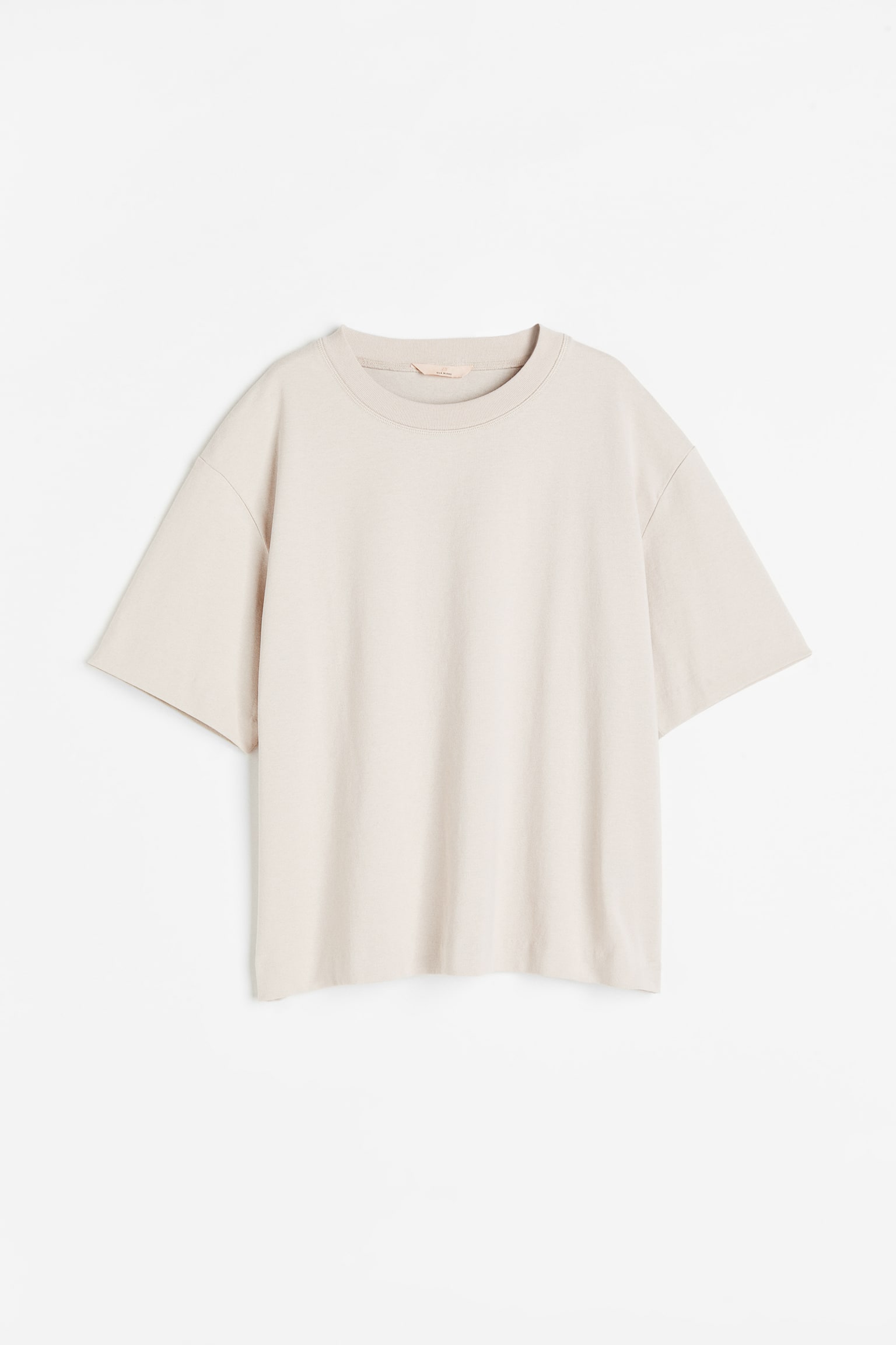 Silk-blend T-shirt - Light beige - 1