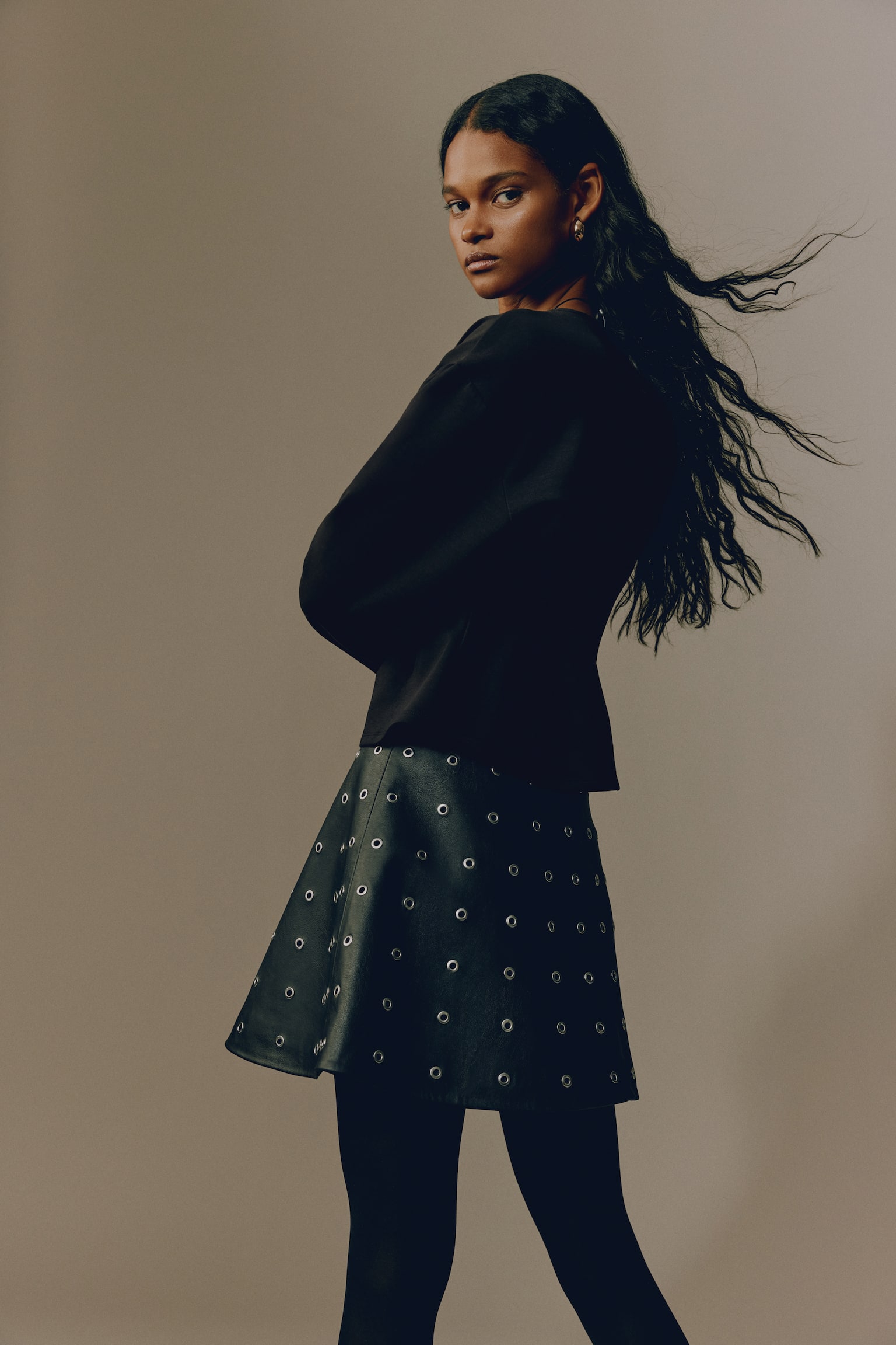 Top cintré en interlock - Noir/Beige clair/Vert kaki foncé - 6