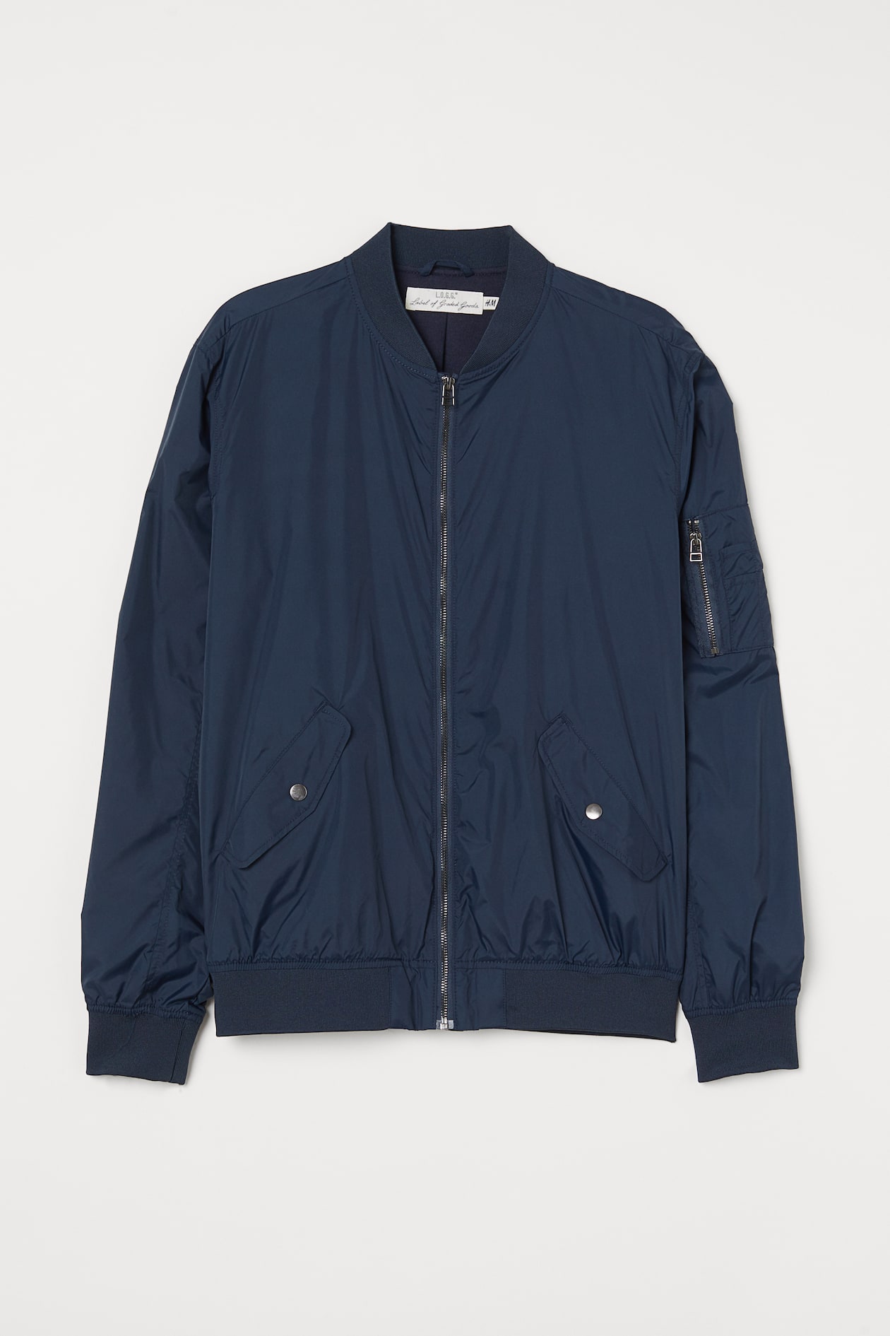 Nylon Bomber Jacket - Long sleeve - Dark blue - Men | H&M US