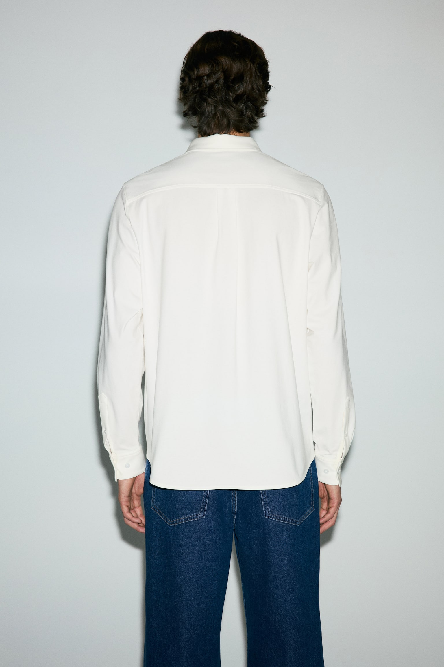 Four-way Stretch Regular Fit Shirt - White/Light blue/Beige - 4
