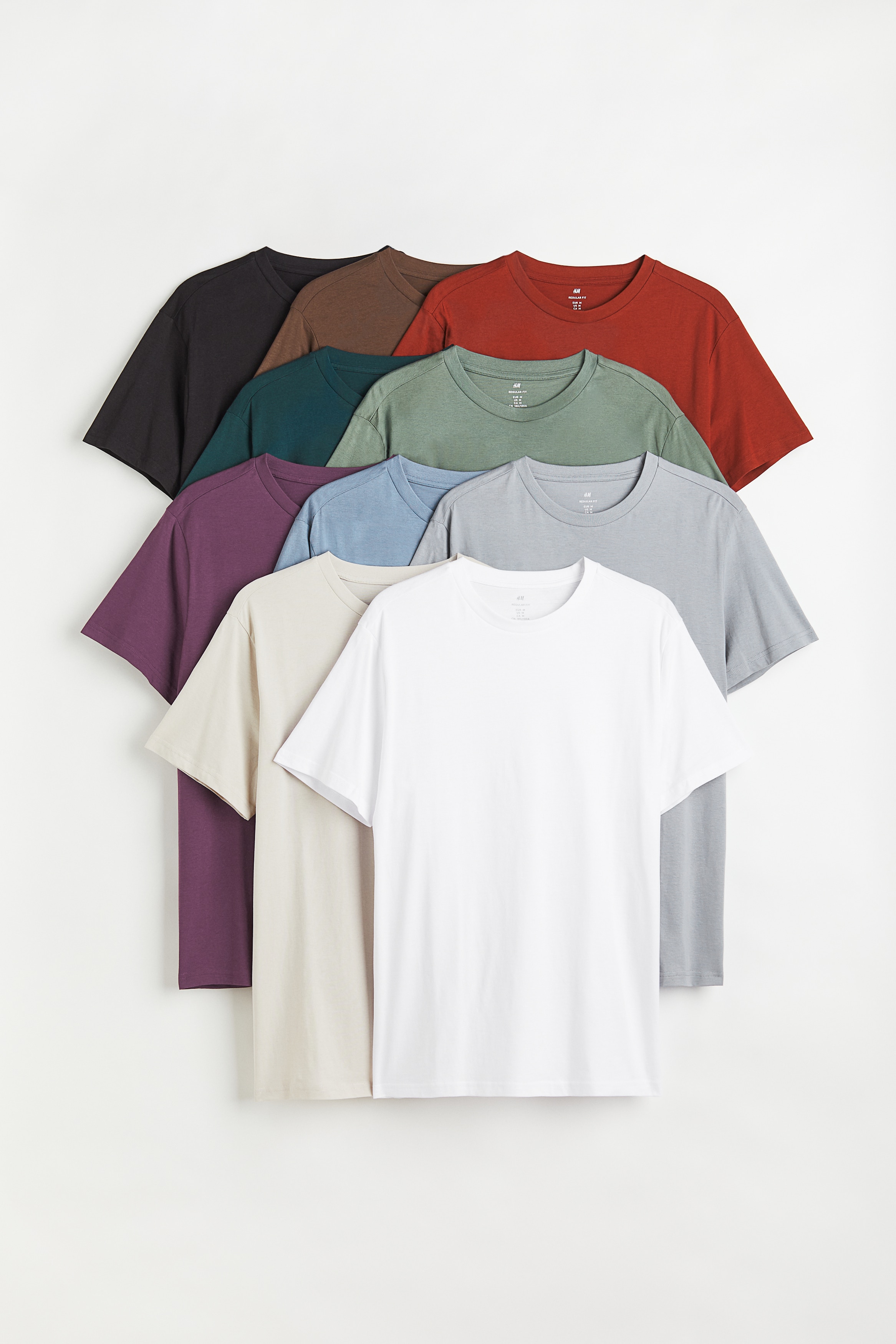 10-pack Regular Fit Crew-neck T-shirts - White - Men | H\u0026M CA