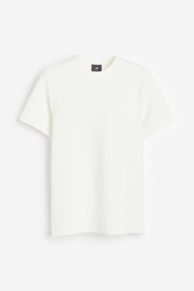 T-shirt côtelé Regular Fit - Blanc/Noir - 2