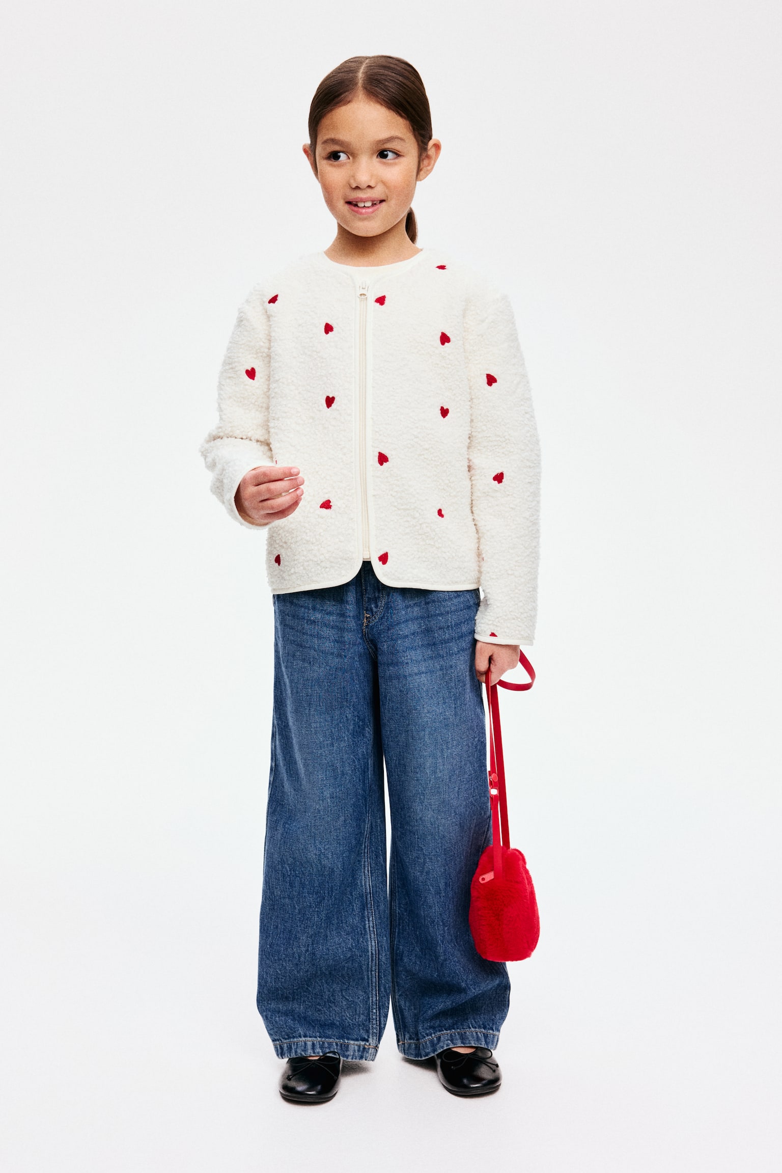 Детский кардиган H&M Teddy Fleece Cardigan with Zipper, цвет: Белый — фото 2