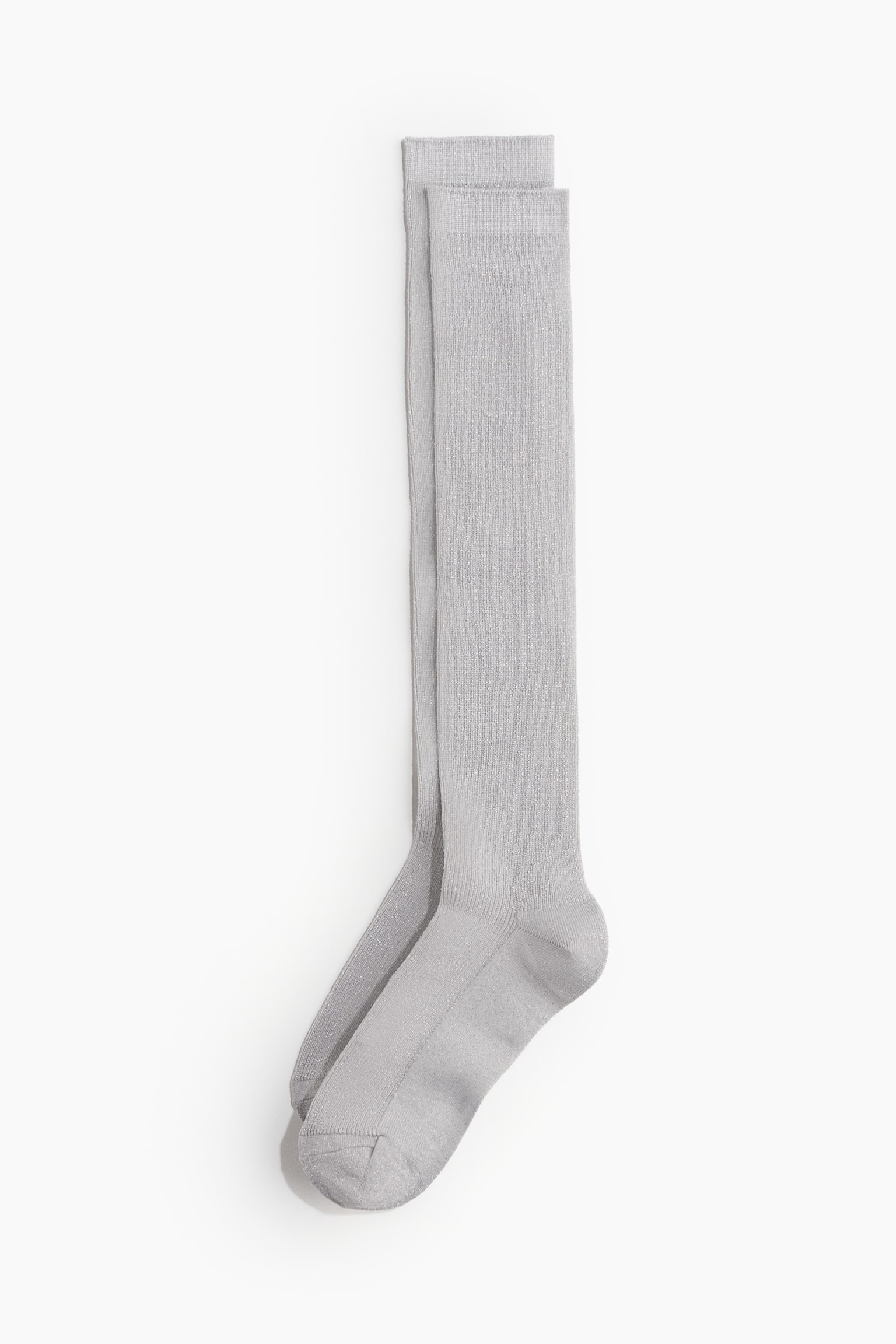 Glittery knee-high socks - Light grey/Silver-coloured/Black - 1