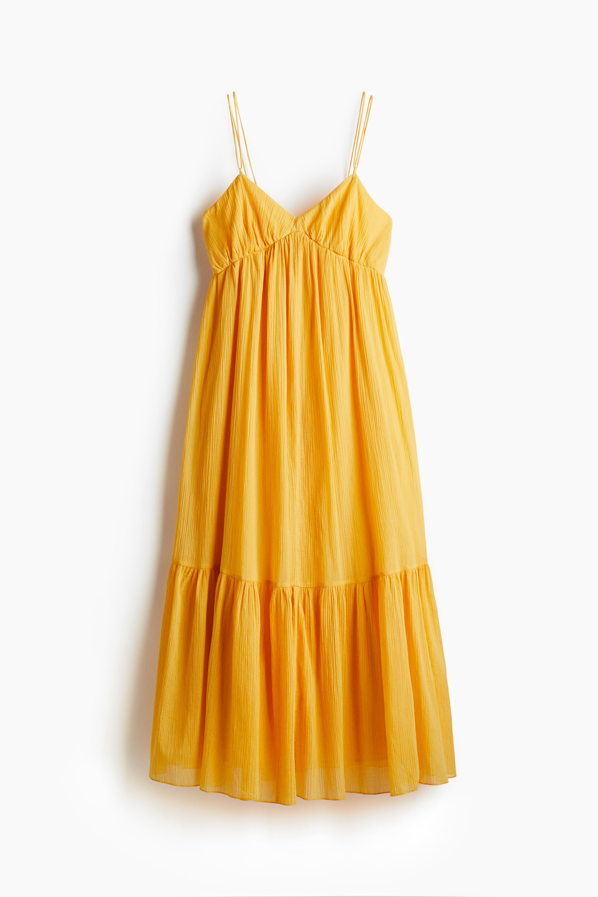 Robe froissée à bretelles fines - Jaune