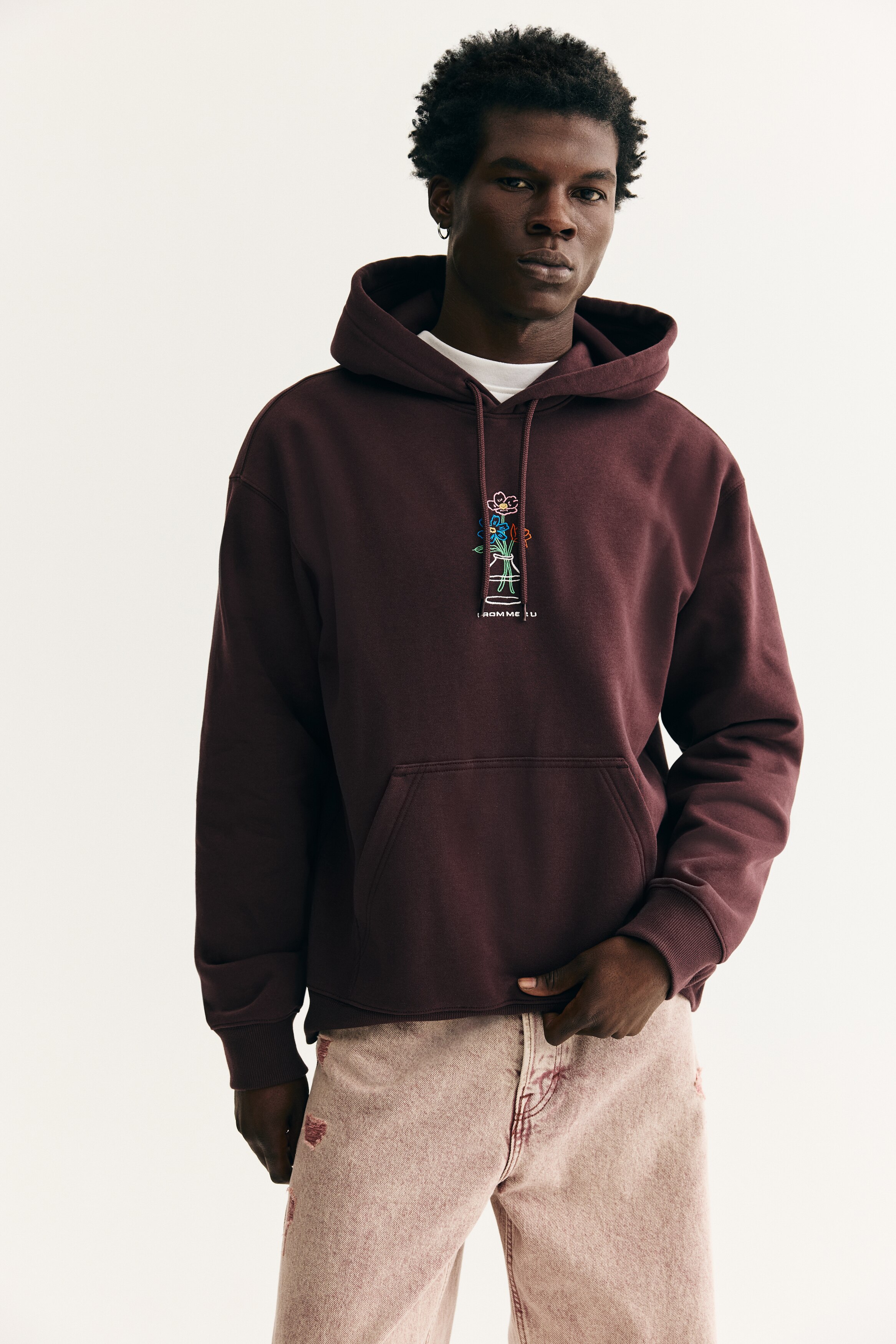 Men's Dusty pink/Herbarium Archives Loose Fit Printed Hoodie | H&M CA Men's Dusty pink/Herbarium Archives Loose Fit Printed Hoodie | H&M CA