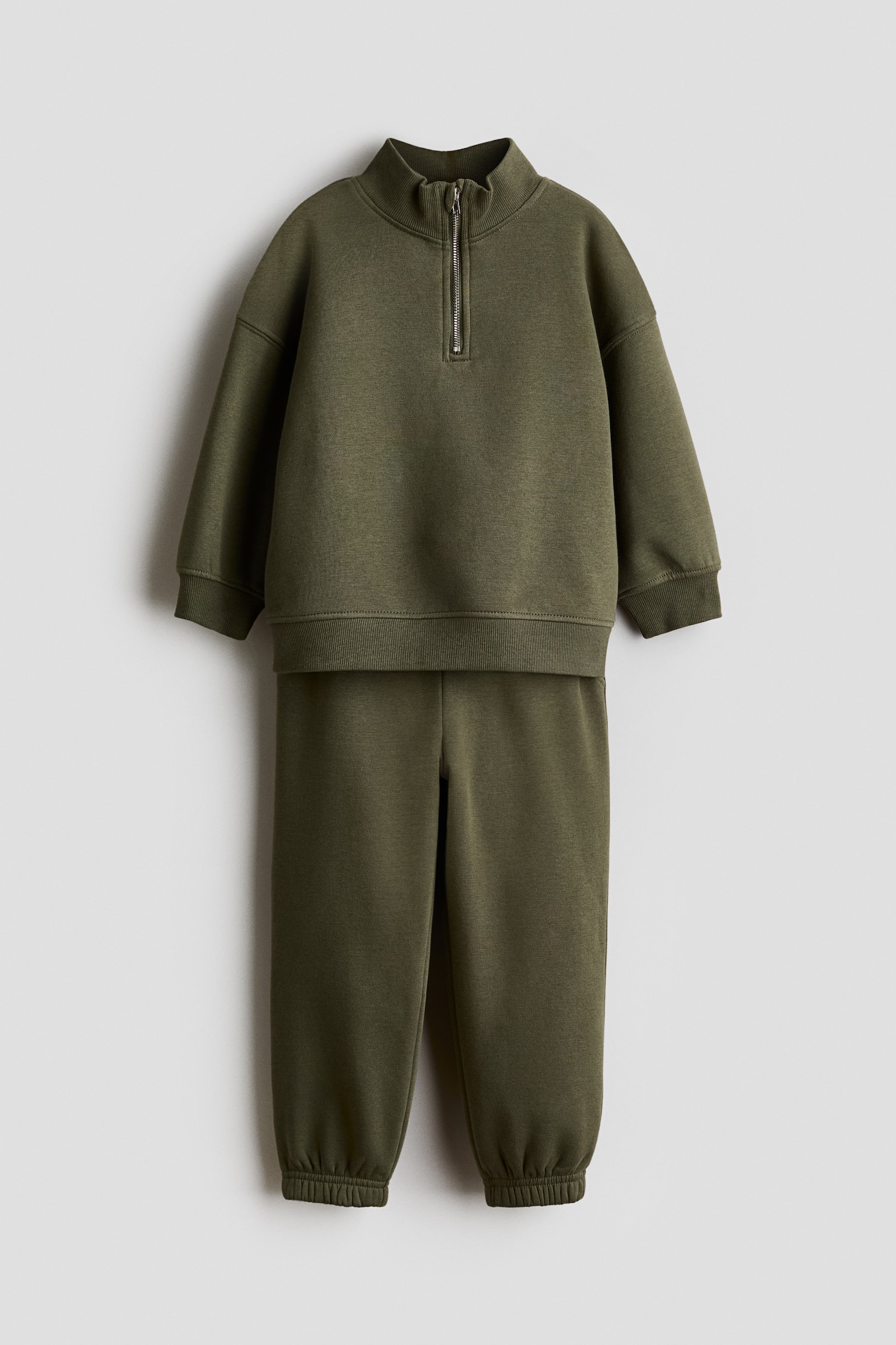 2-piece sweatshirt set - Dark khaki green/Mole marl
